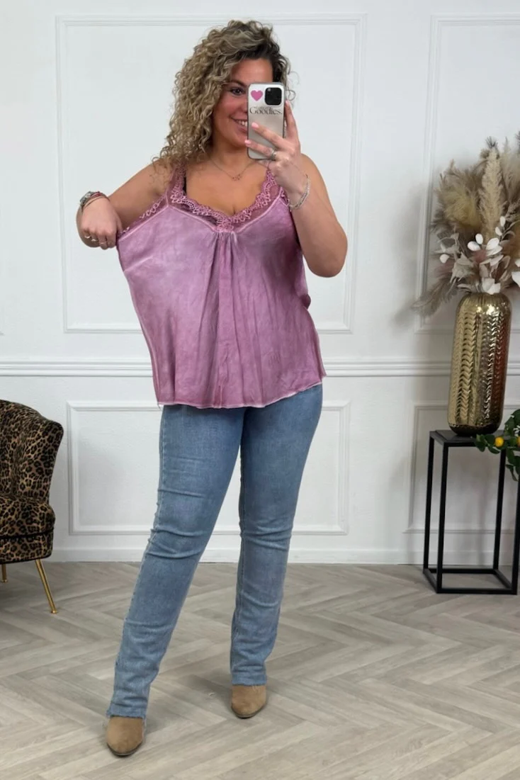 Curvy Bibi Lace Top - Old Pink - Image 3