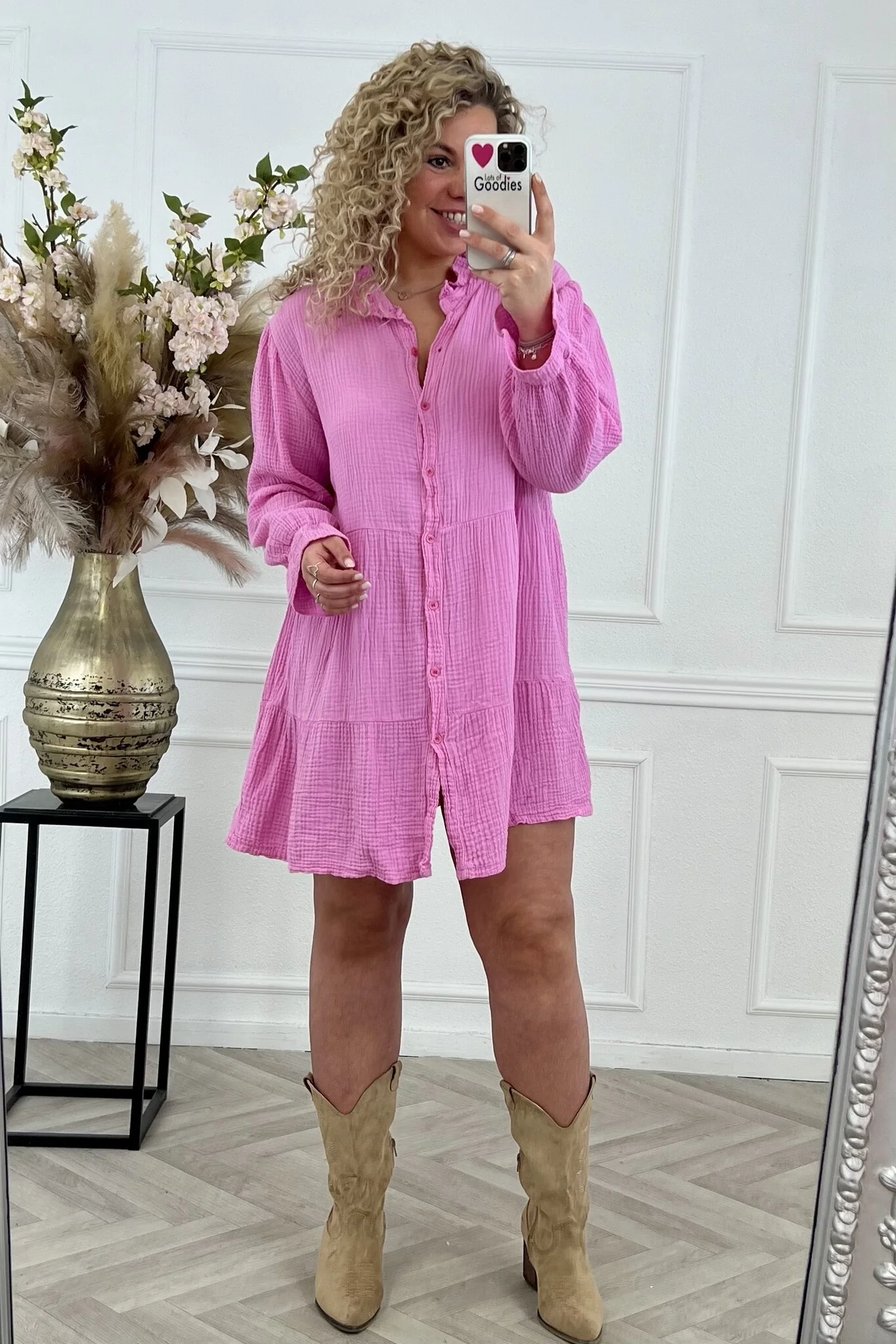 Curvy Cotton Lizzy Dress - Sugar Pink - Image 2