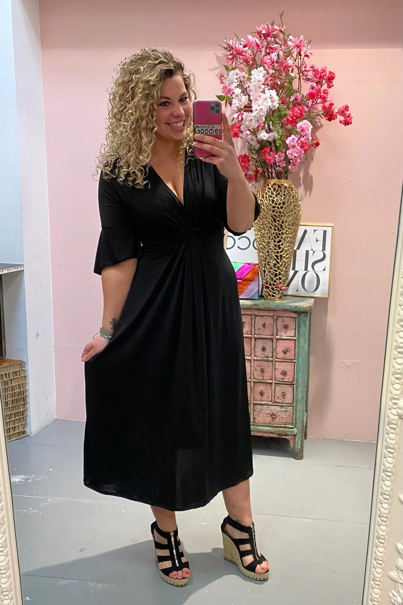 Curvy Knotted Dress - Black - Image 2