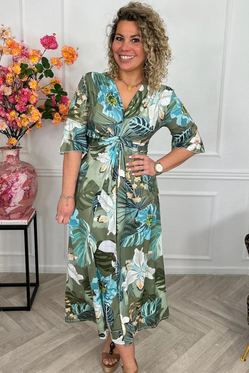 Curvy Knotted Forest Dress - Turquoise - Image 4
