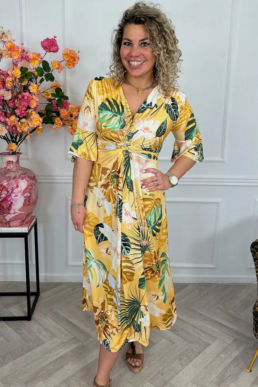 Curvy Knotted Forest Dress - Yellow