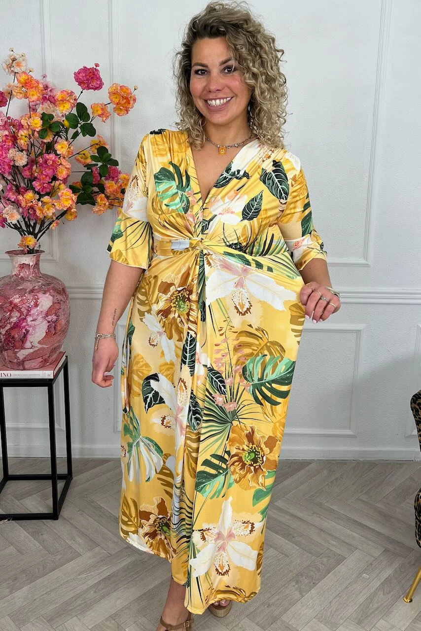 Curvy Knotted Forest Dress - Yellow - Image 4