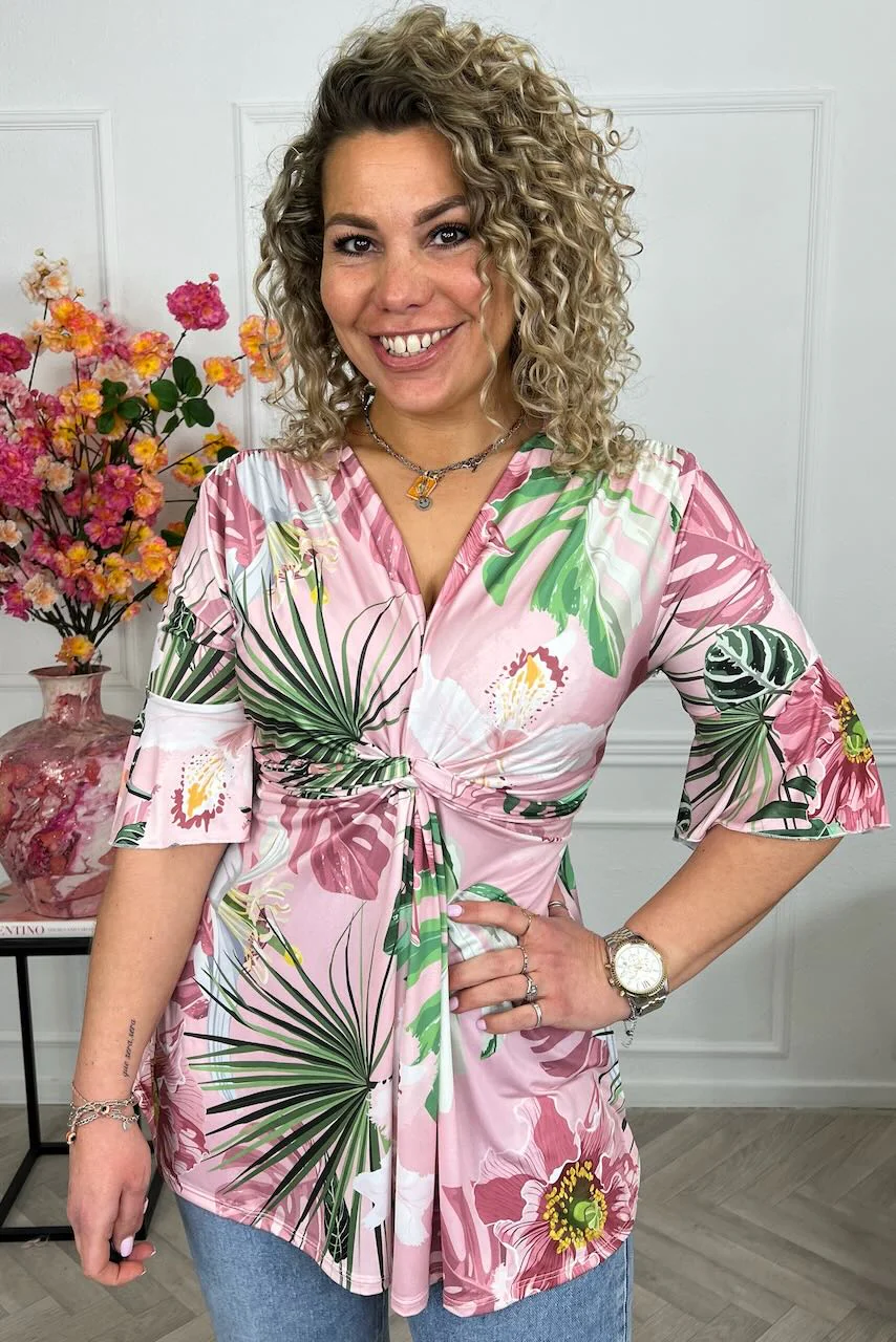 Curvy Knotted Forest Top - Pink - Image 2