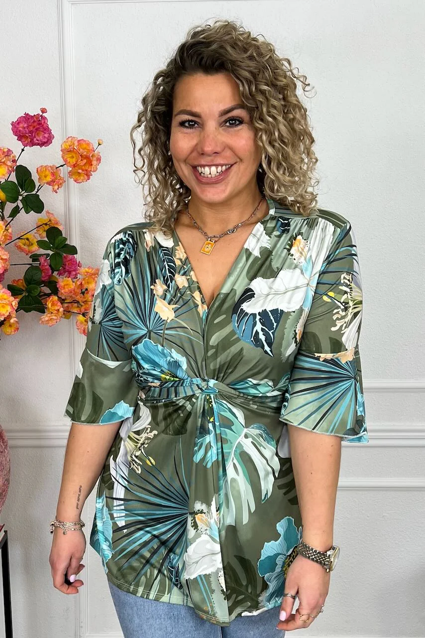 Curvy Knotted Forest Top - Turquoise