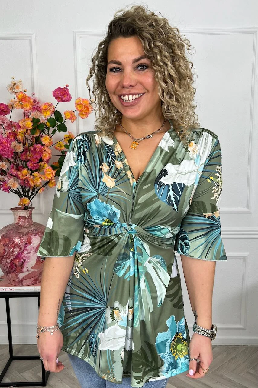 Curvy Knotted Forest Top - Turquoise - Image 2