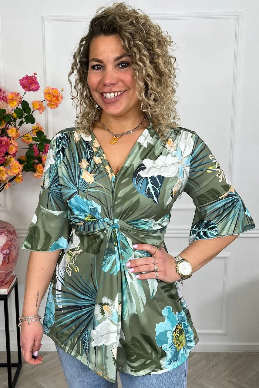Curvy Knotted Forest Top - Turquoise - Image 3