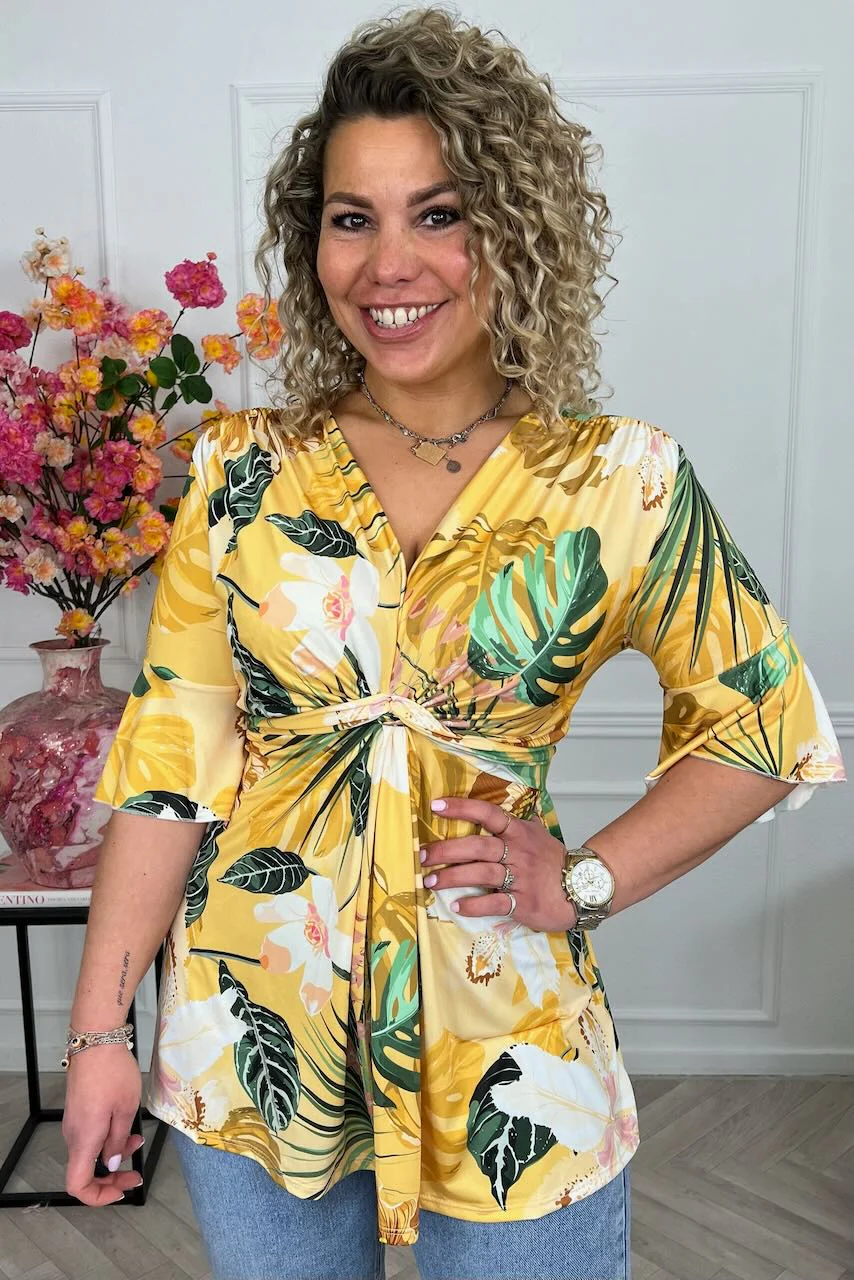 Curvy Knotted Forest Top - Yellow - Image 2