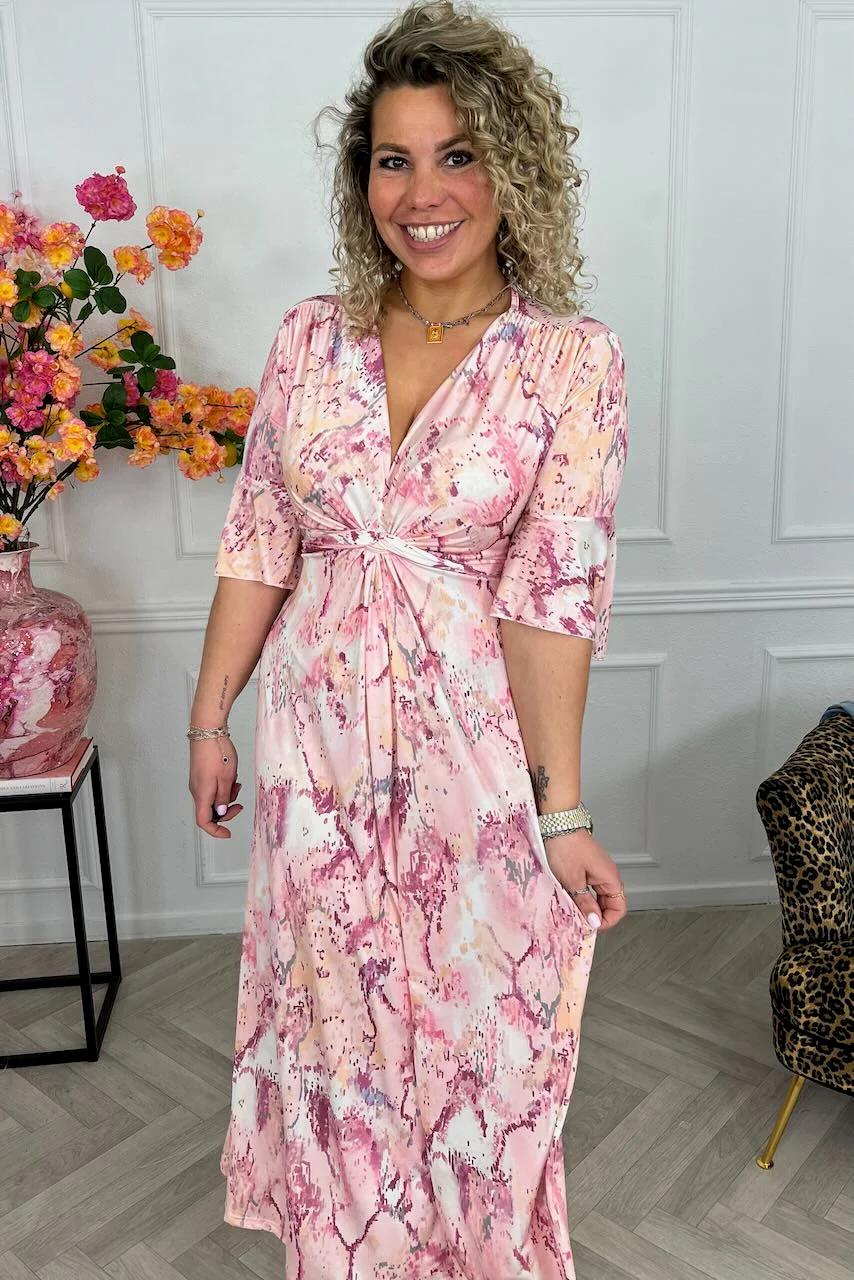 Curvy Knotted Marble Dress - Pink - Image 3