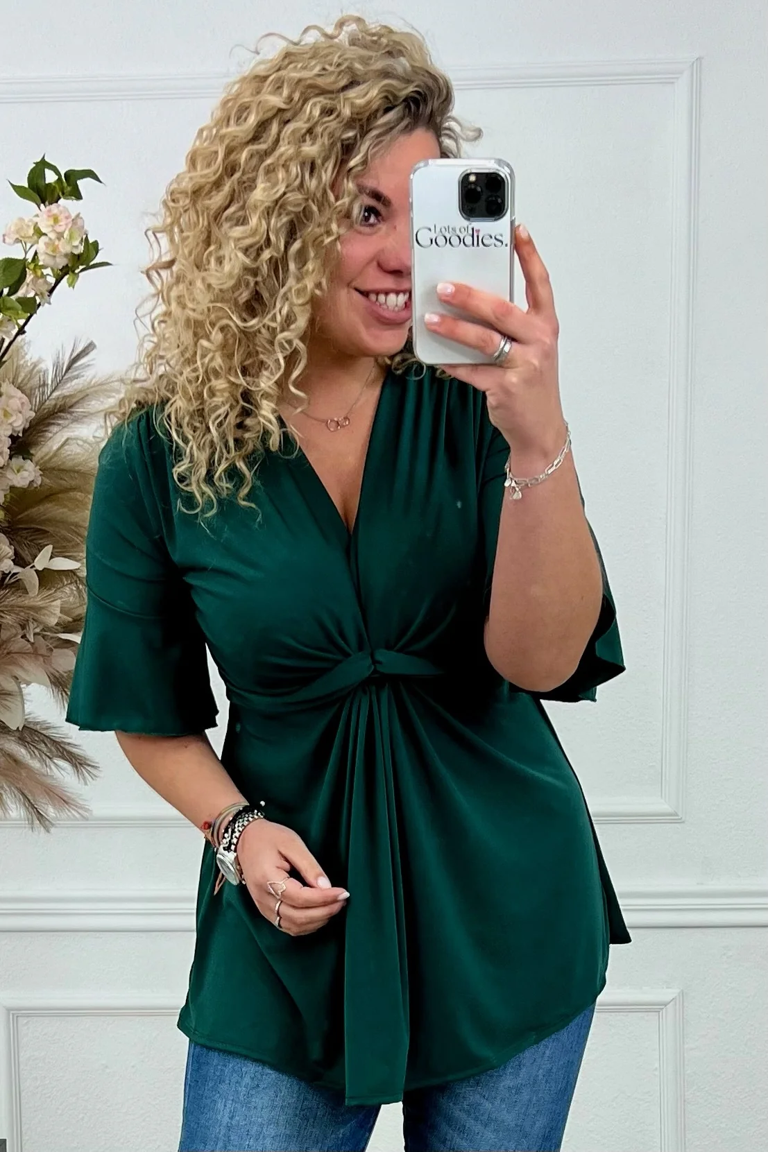 Curvy Knotted Top - Bottle Green