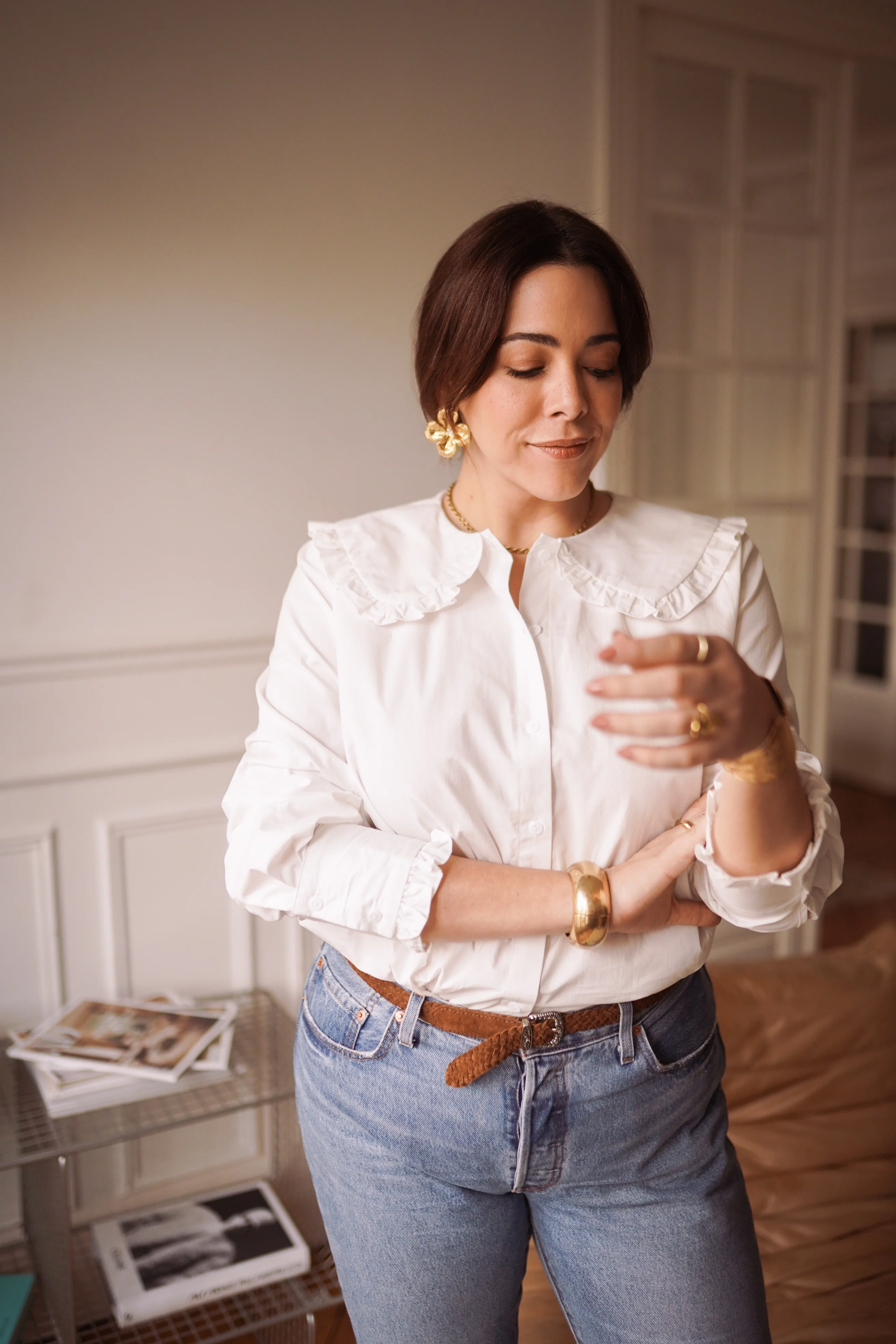 Curvy Lois Collar Blouse - White - Image 6