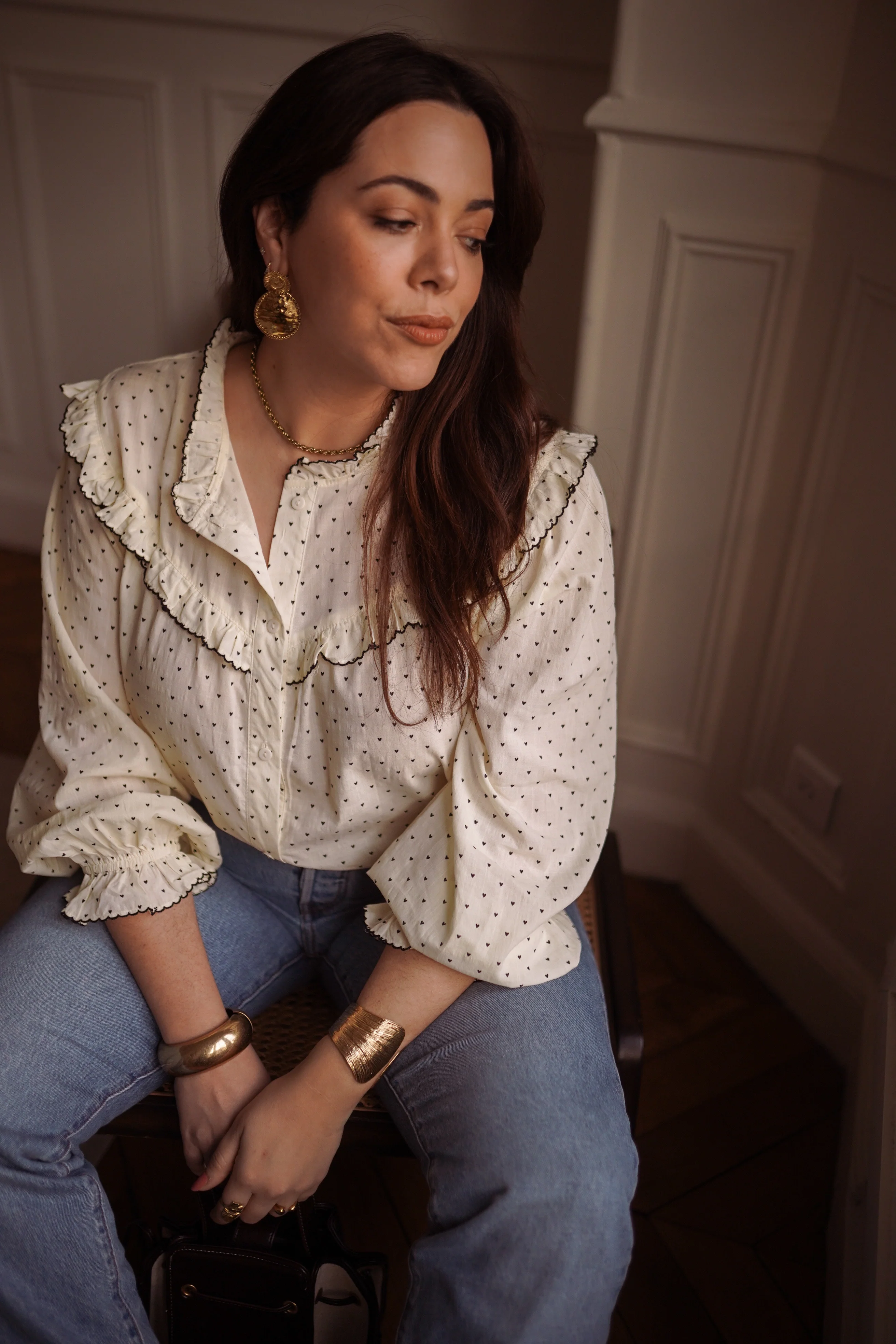 Curvy Lola Ruffle Hearts Blouse - White - Image 2