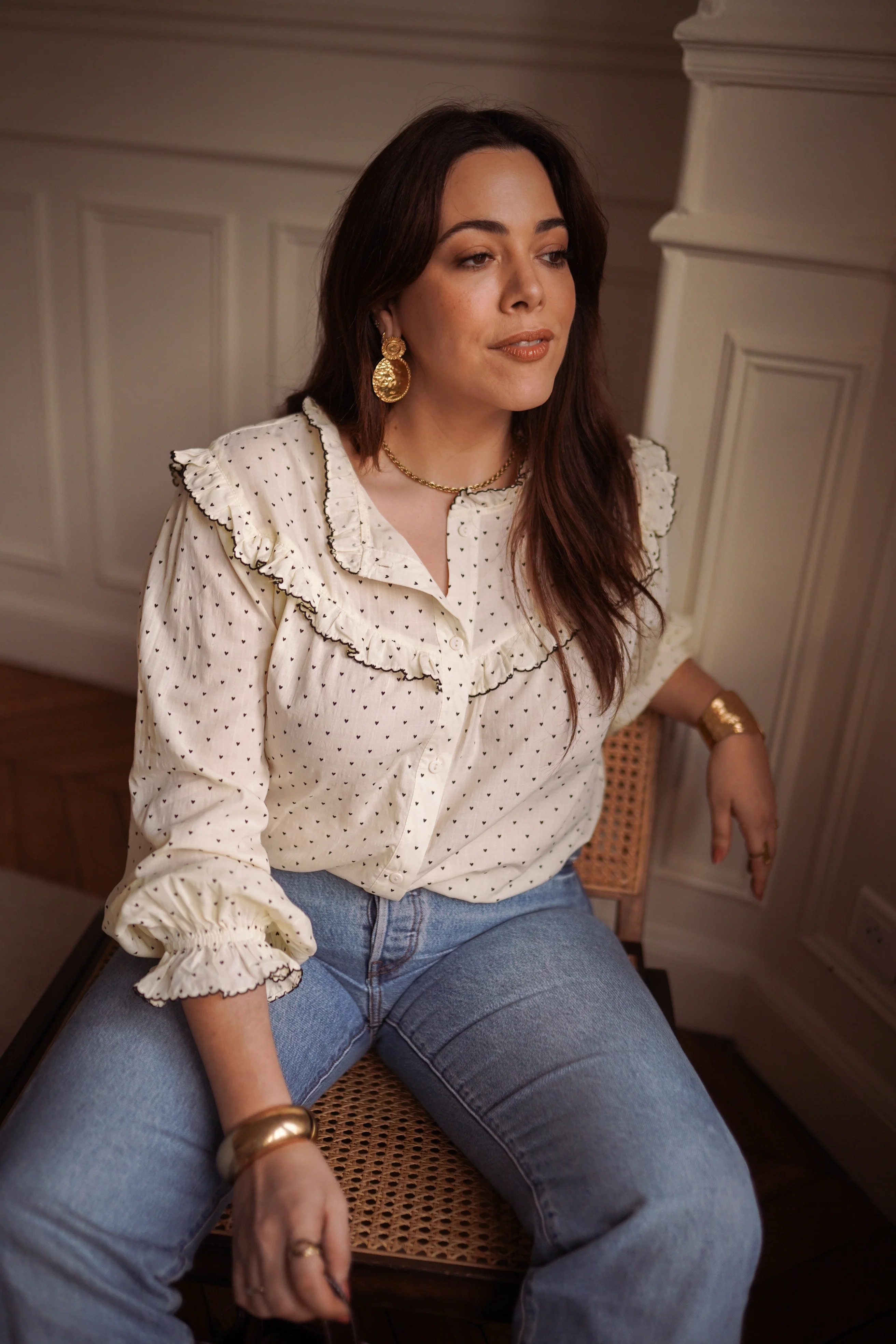 Curvy Lola Ruffle Hearts Blouse - White - Image 3