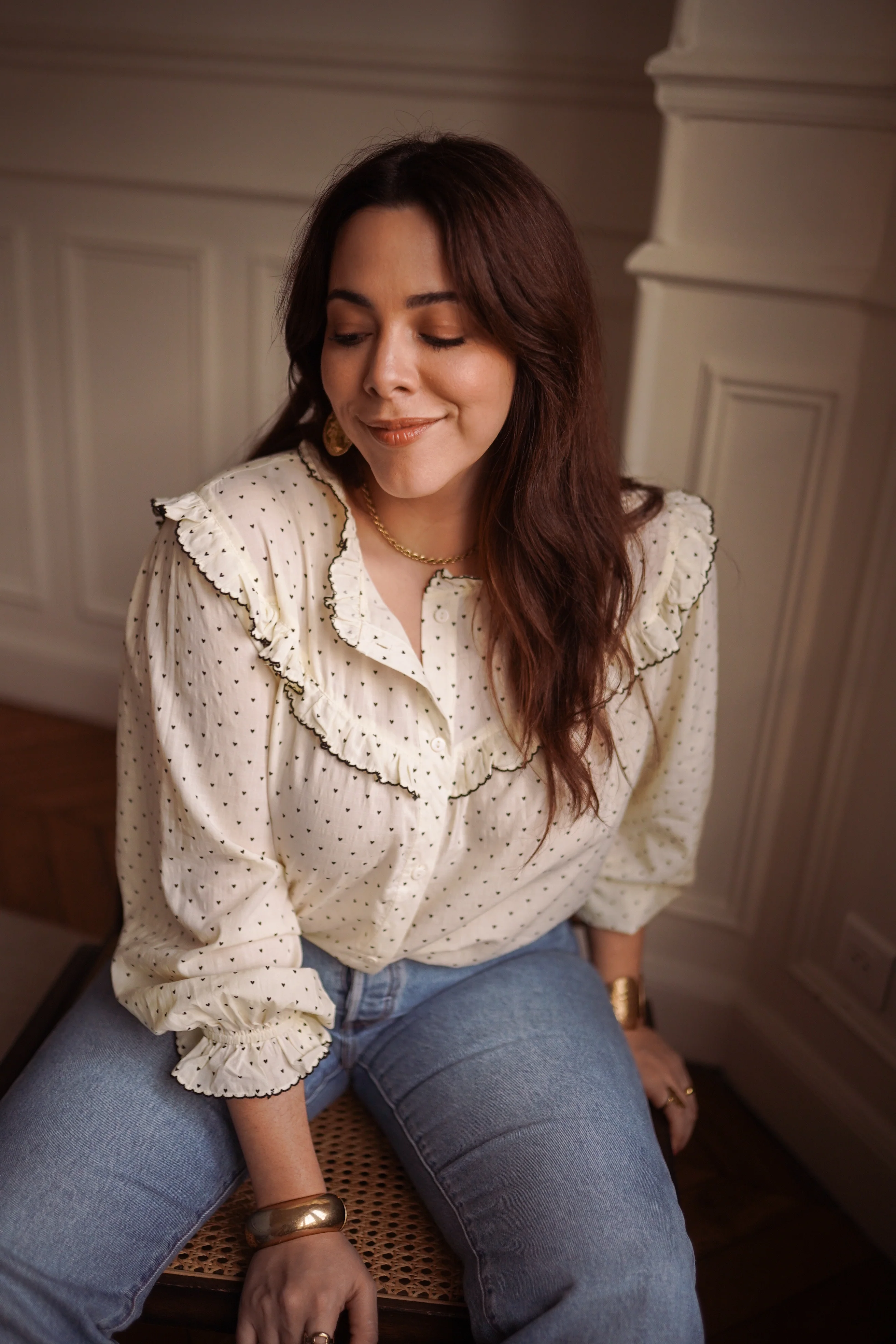 Curvy Lola Ruffle Hearts Blouse - White - Image 4