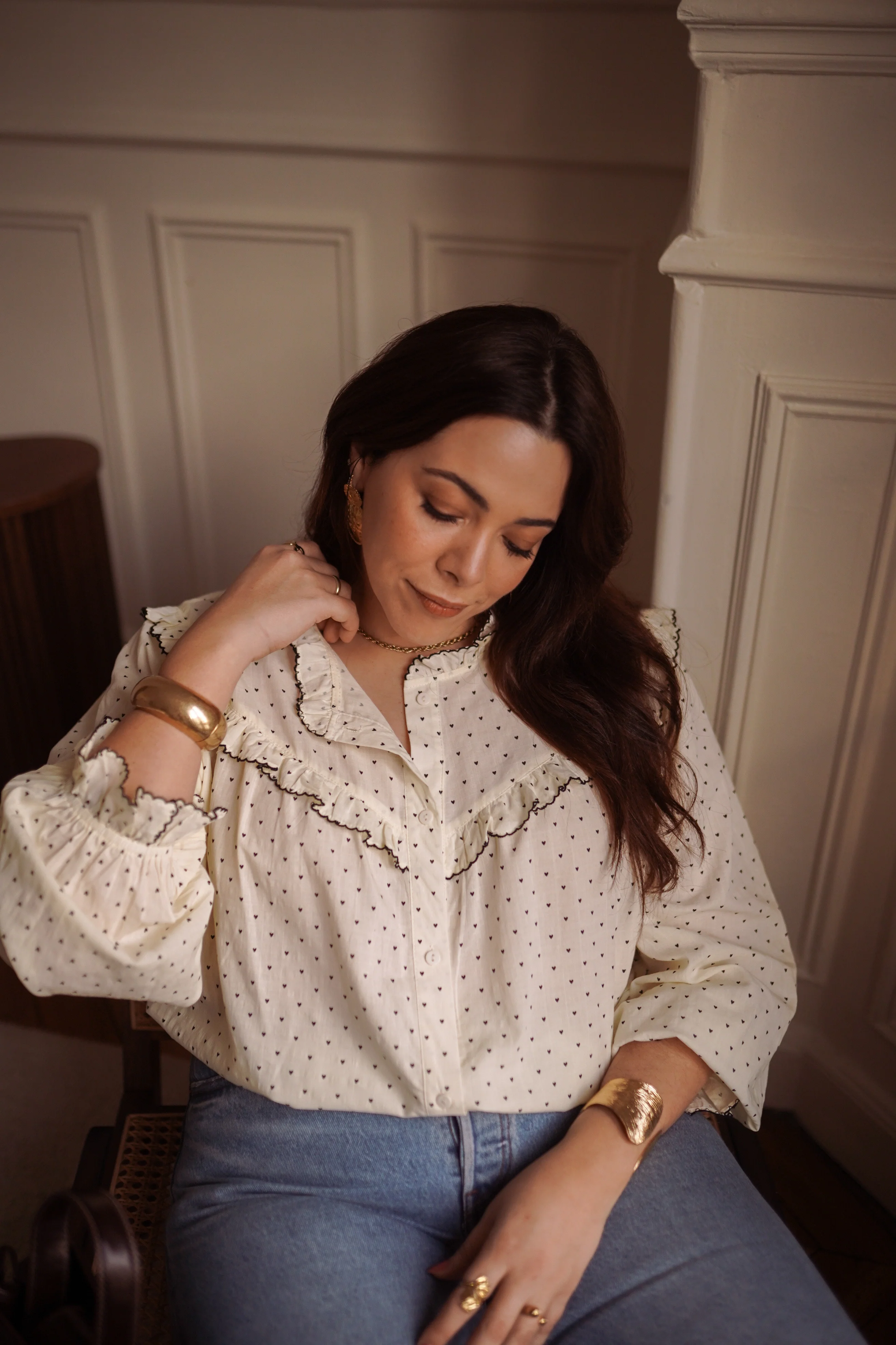 Curvy Lola Ruffle Hearts Blouse - White - Image 8