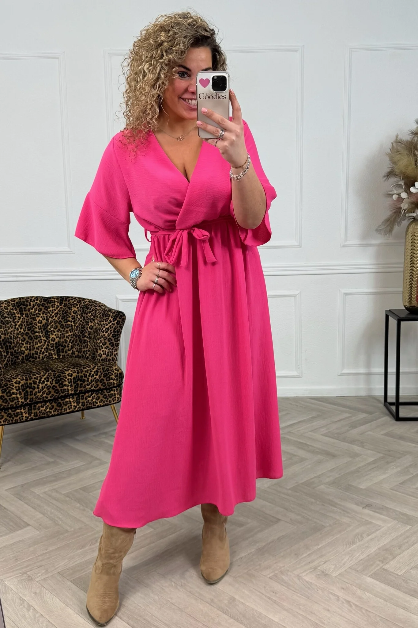 Curvy Monaco Strik Dress - Fuchsia - Image 2