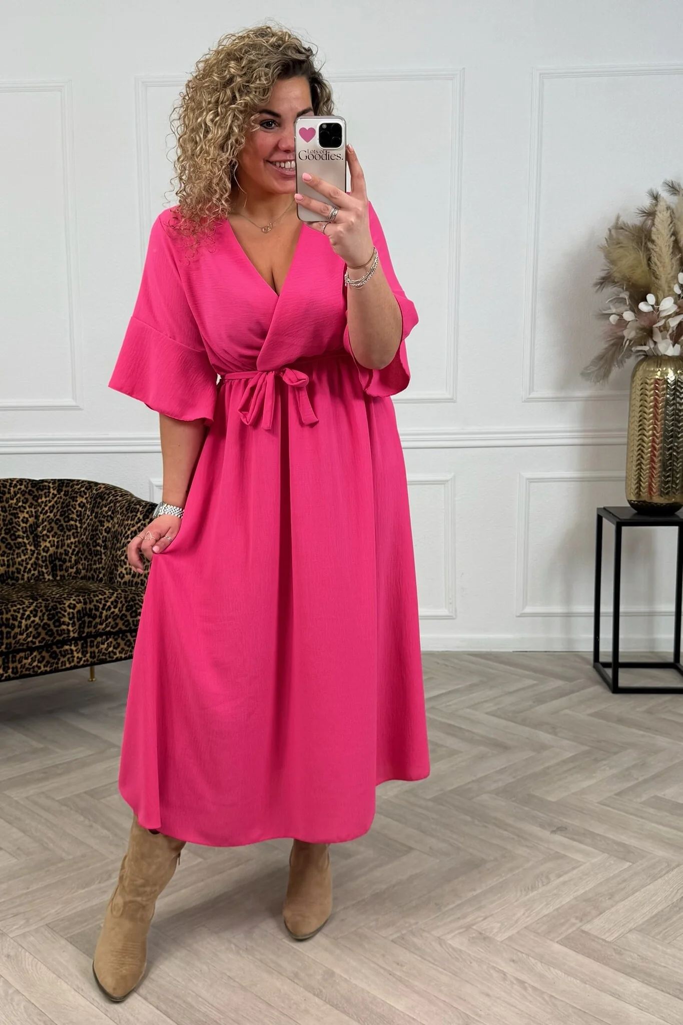 Curvy Monaco Strik Dress - Fuchsia - Image 3
