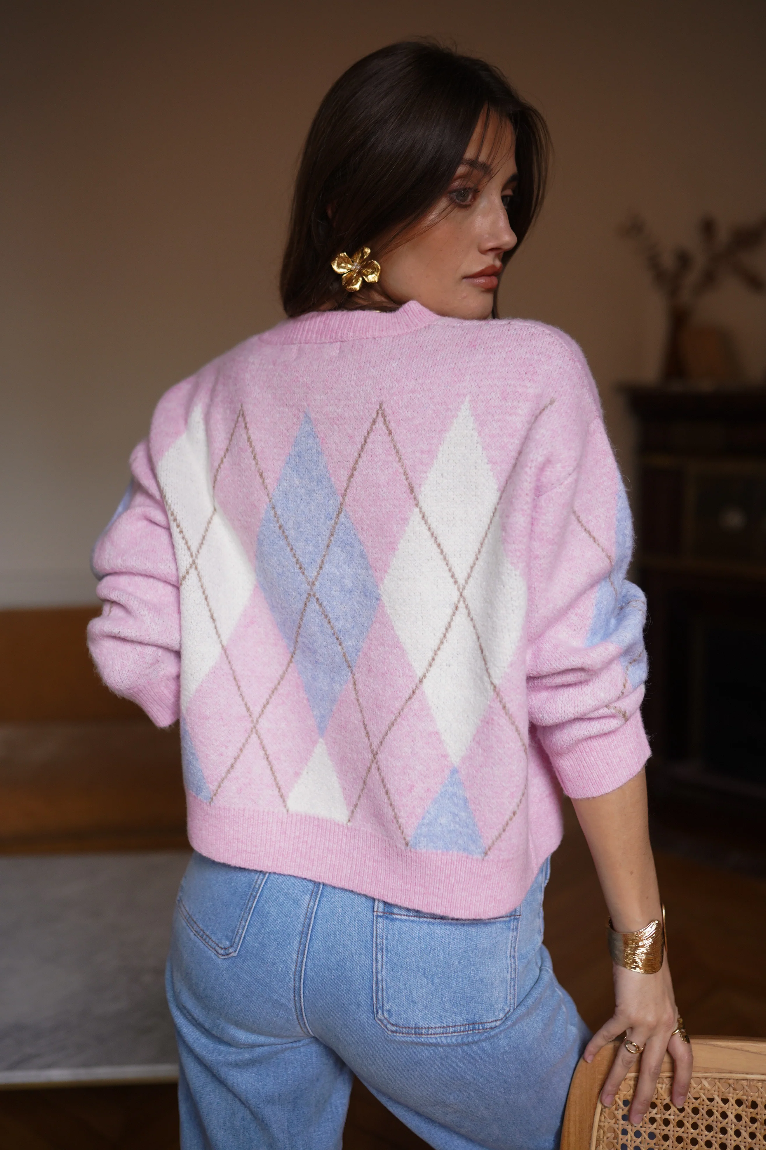Rosalie Checkered Vest - Pink/Blue/White - Image 2