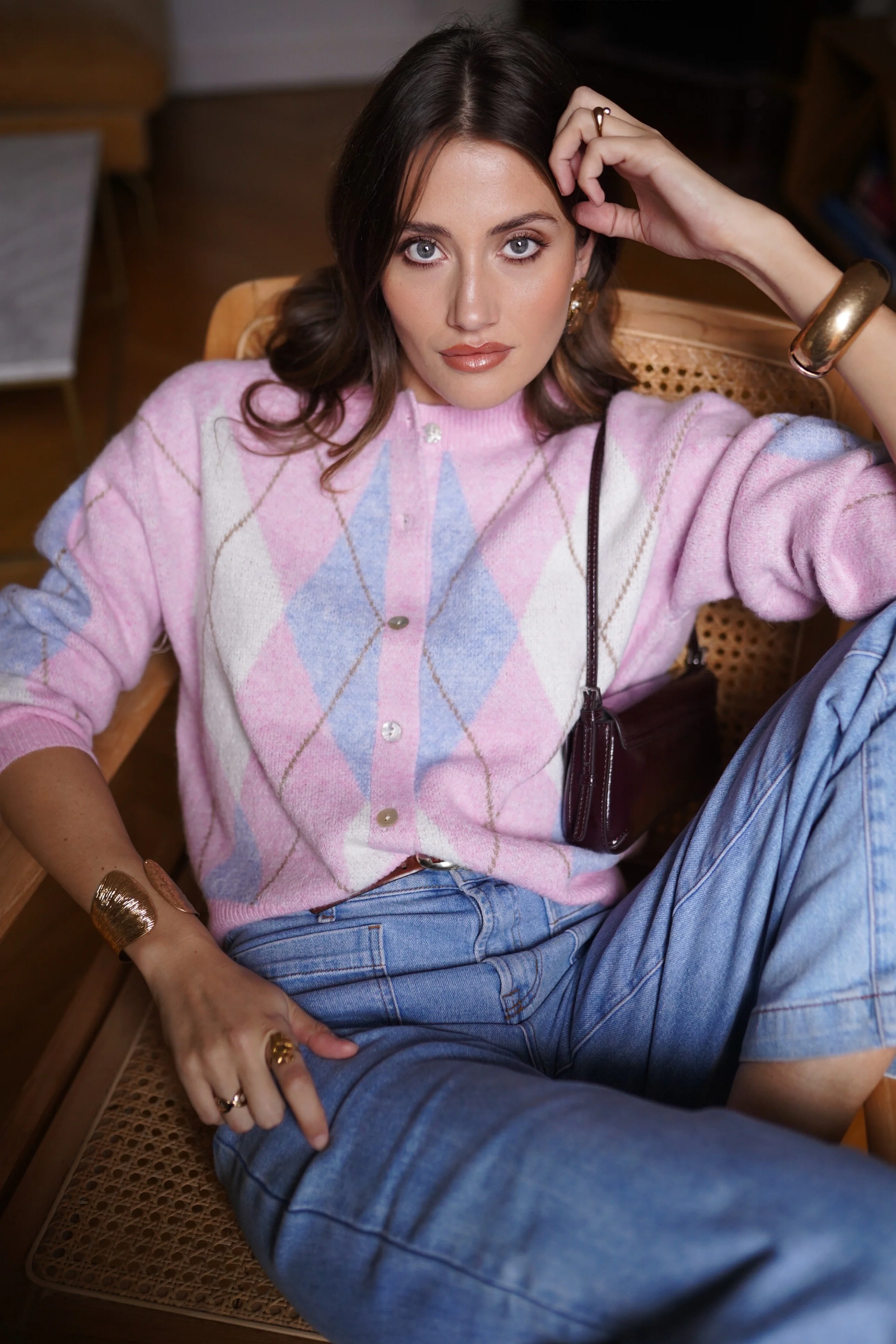 Rosalie Checkered Vest - Pink/Blue/White - Image 3