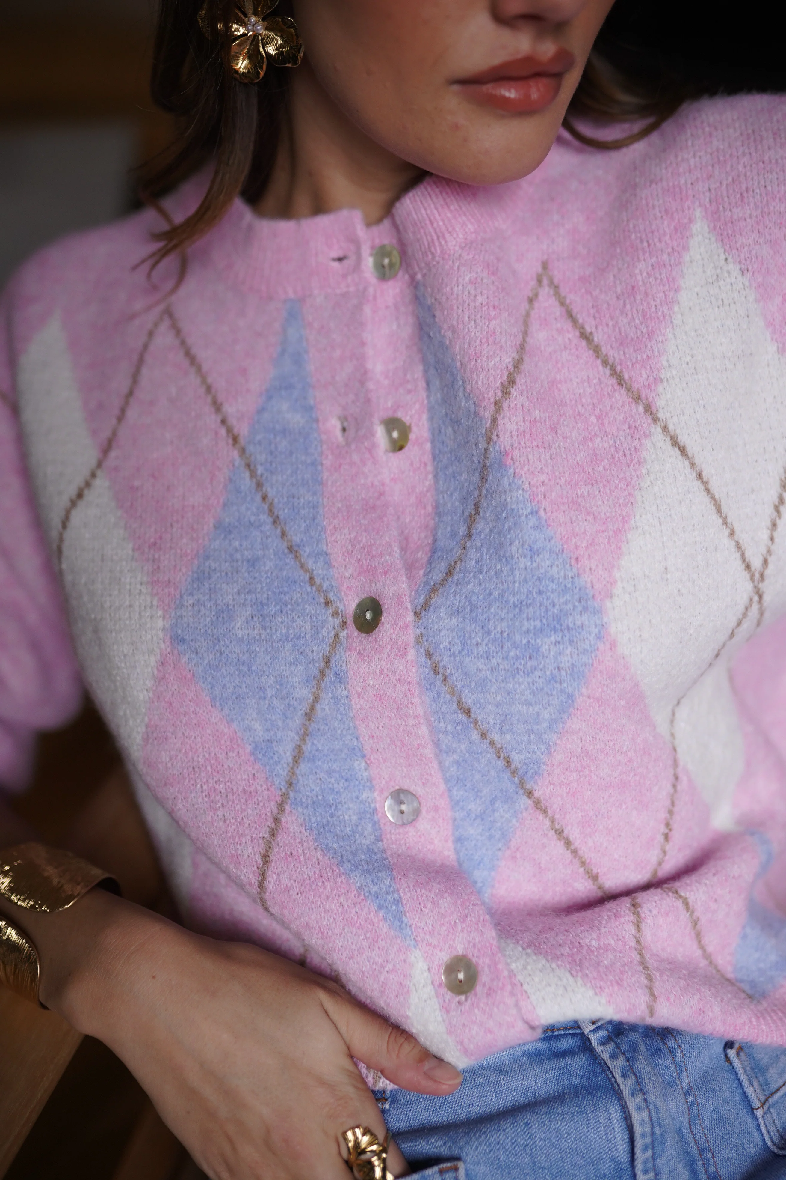 Rosalie Checkered Vest - Pink/Blue/White - Image 4