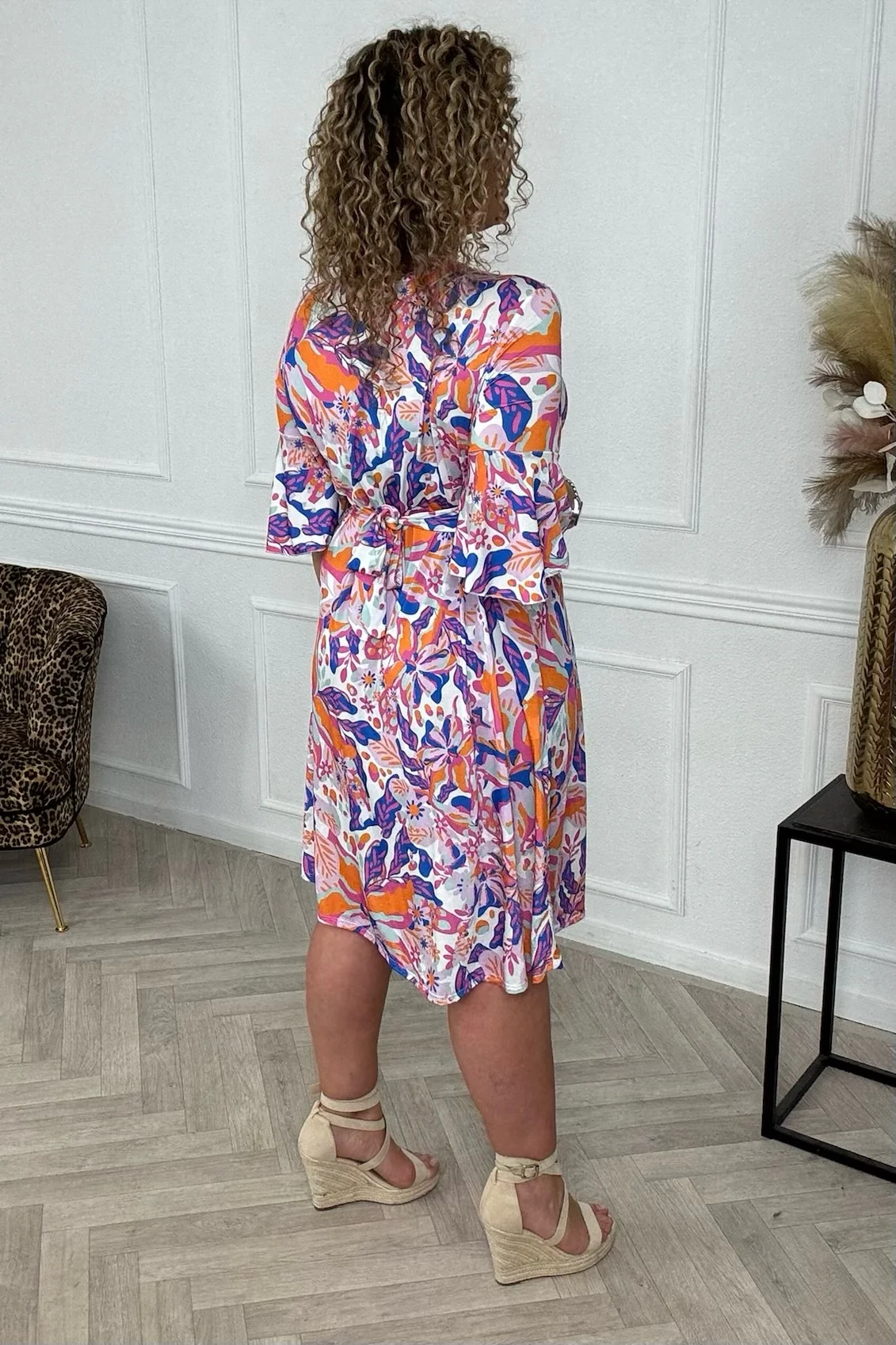 Curvy Short Knotted Charlie Dress - Orange/Purple - Image 2