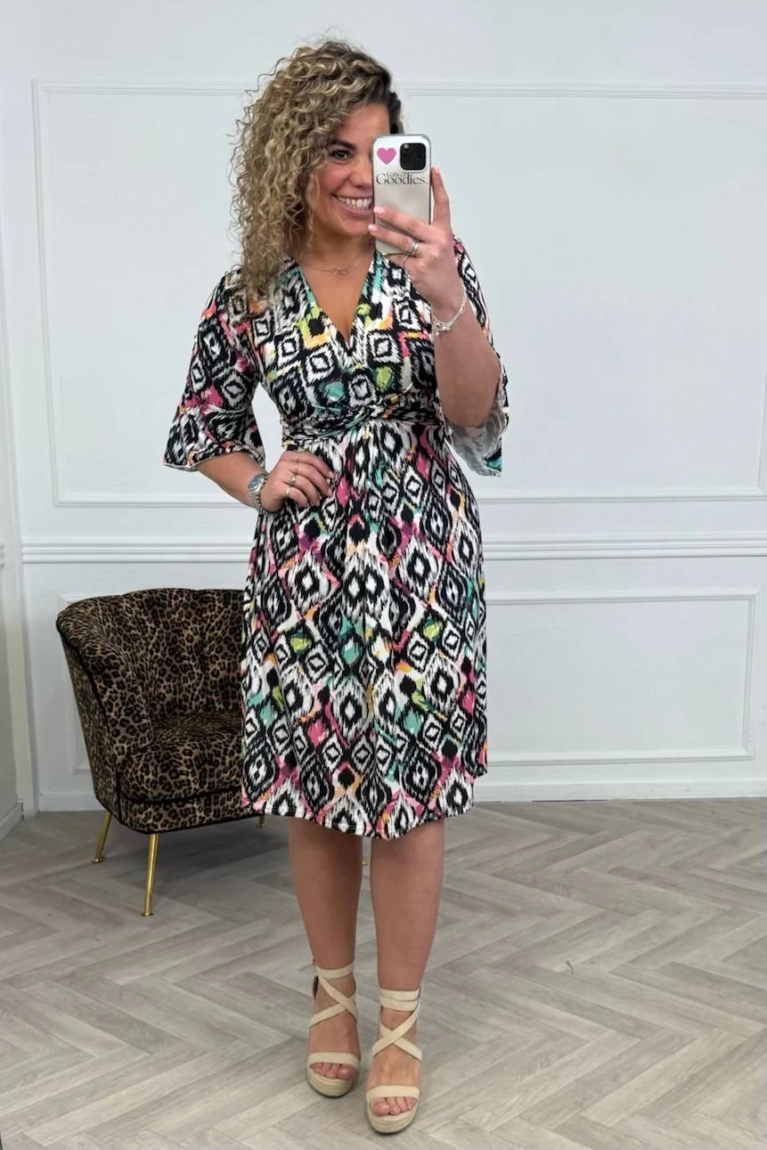 Curvy Short Knotted Eloise Dress - Black - Image 2