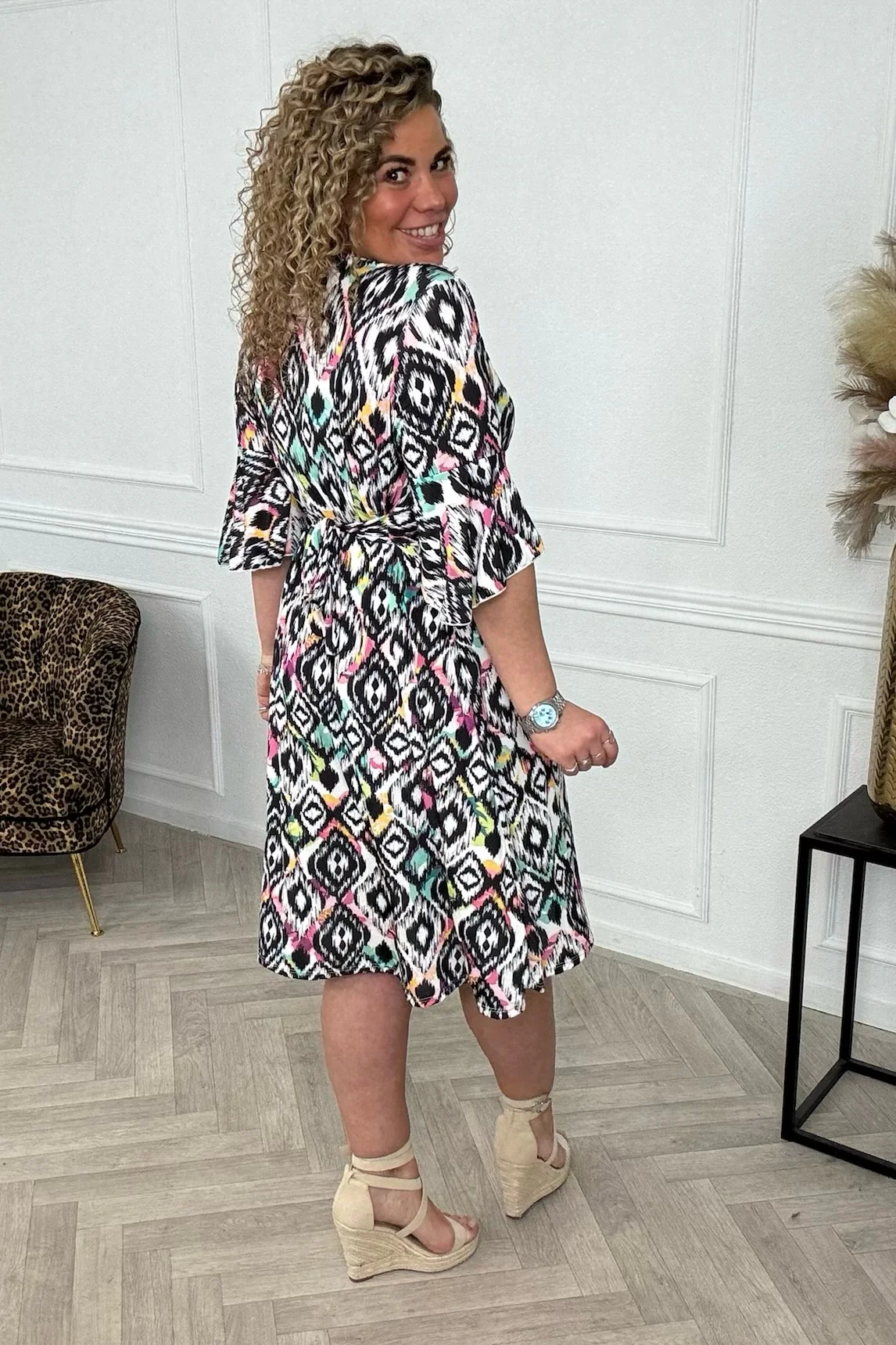 Curvy Short Knotted Eloise Dress - Black - Image 4