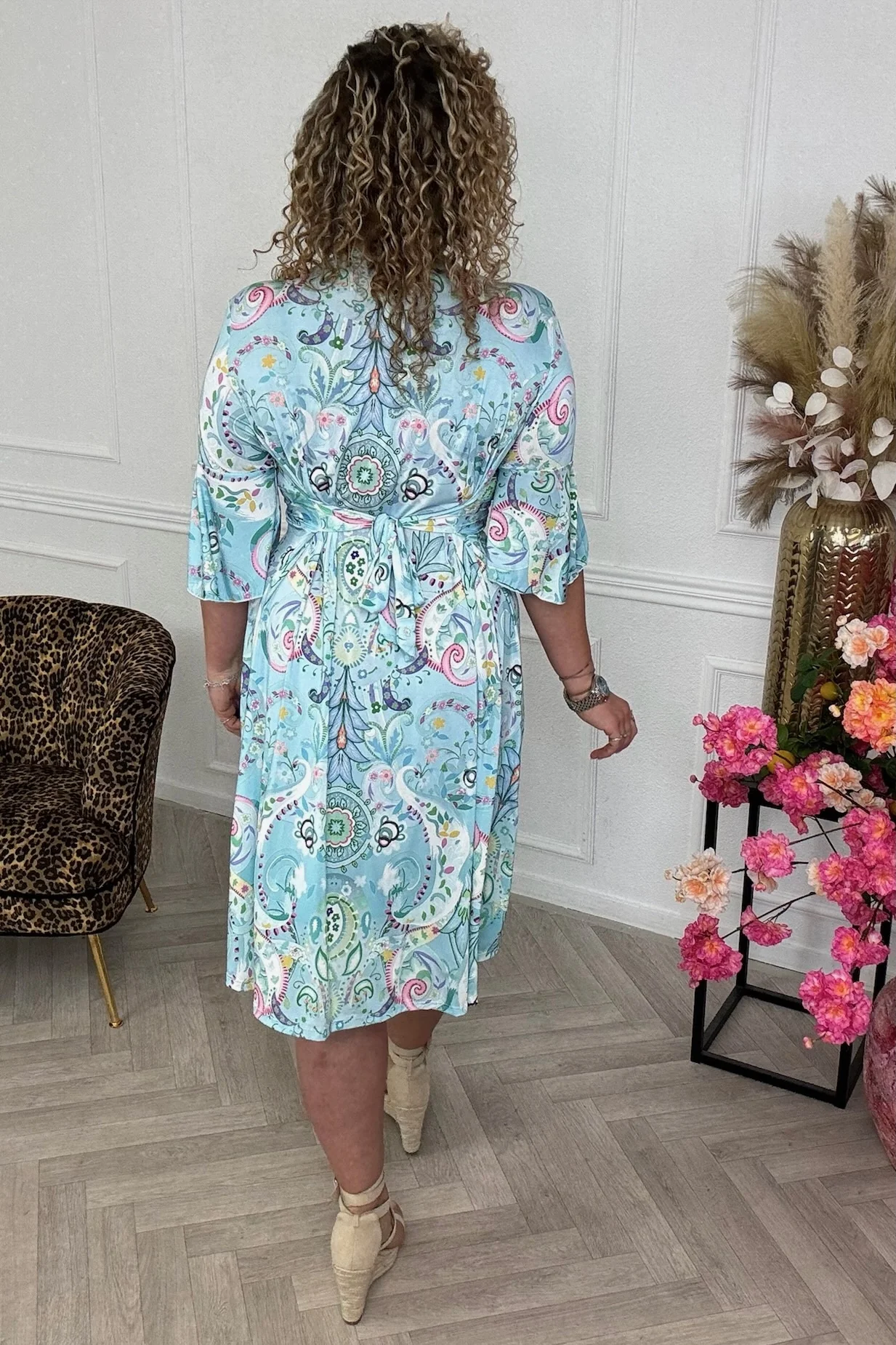 Curvy Short Knotted Fantasy Dress - Light Blue - Image 3