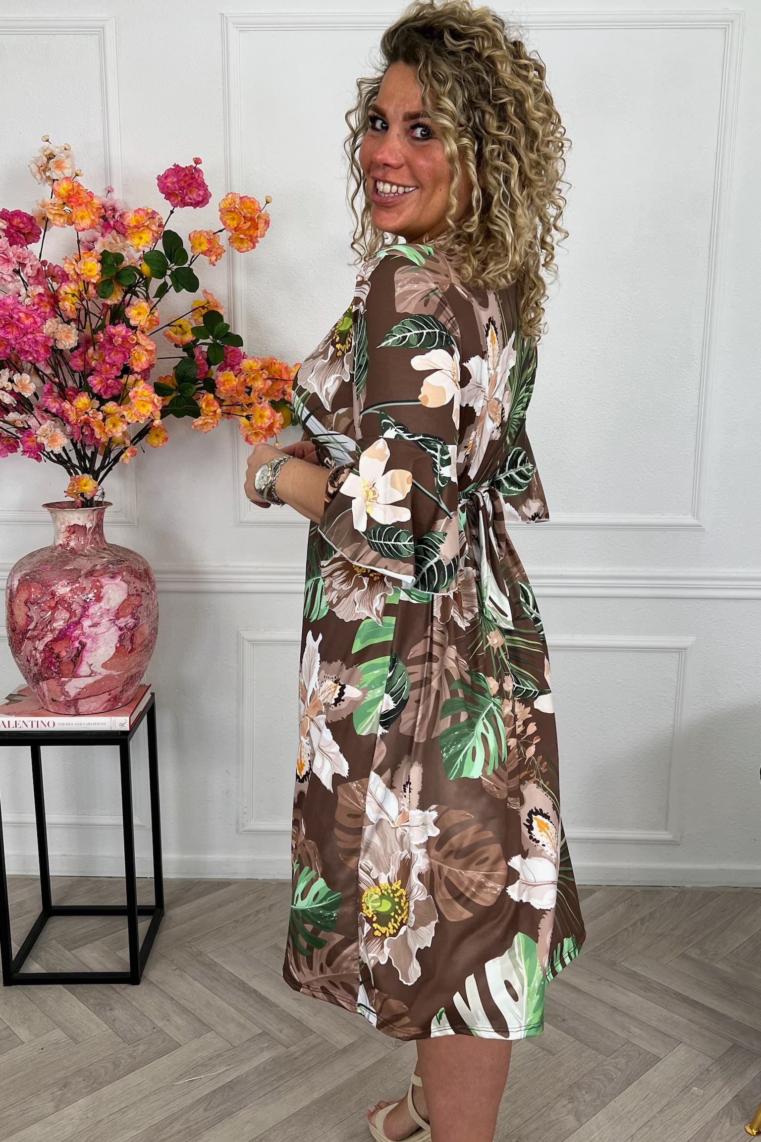 Curvy Short Knotted Forest Dress - Brown - Image 2