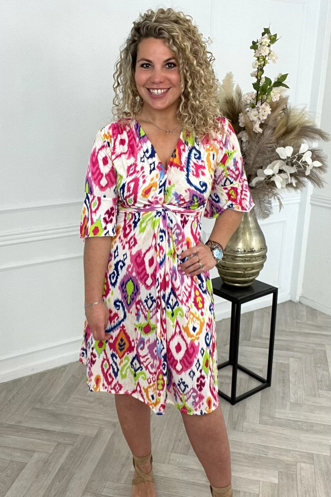 Curvy Short Knotted Naomi Dress - Multicolor - Image 2