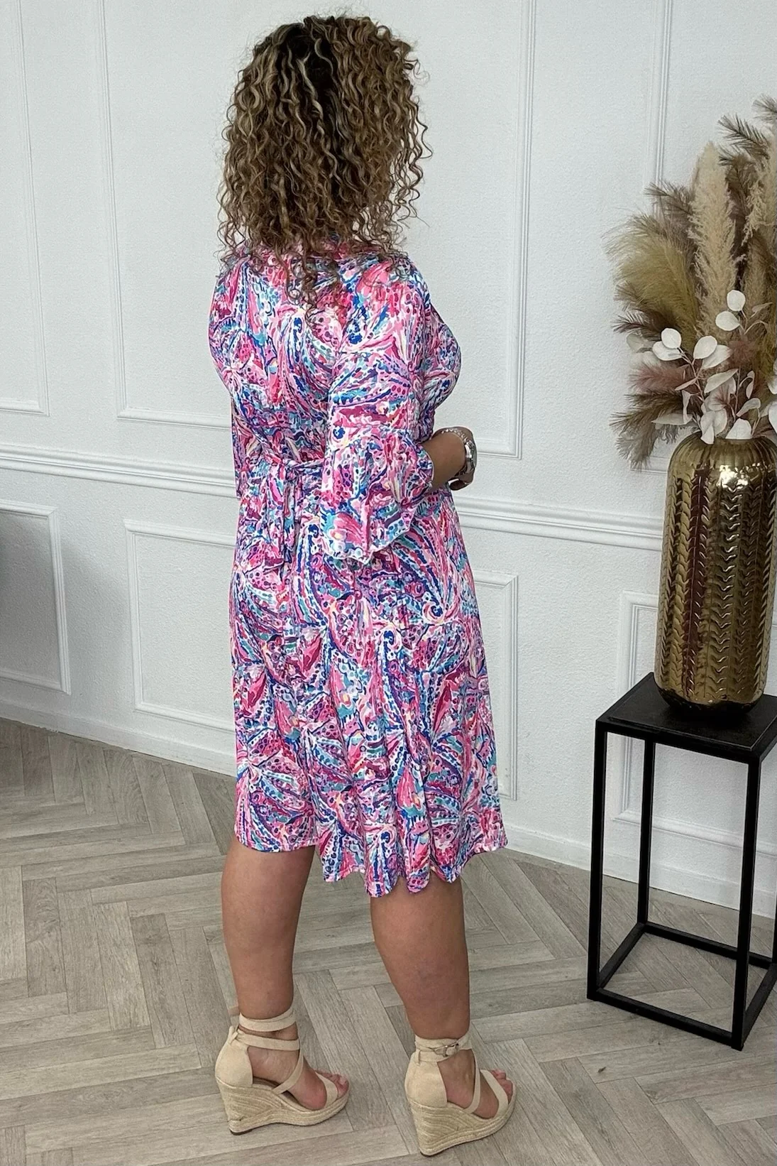 Curvy Short Knotted Victoria Dress - Pink - Image 3