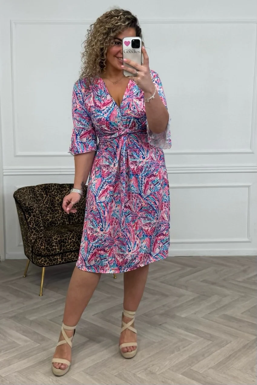 Curvy Short Knotted Victoria Dress - Pink - Image 4