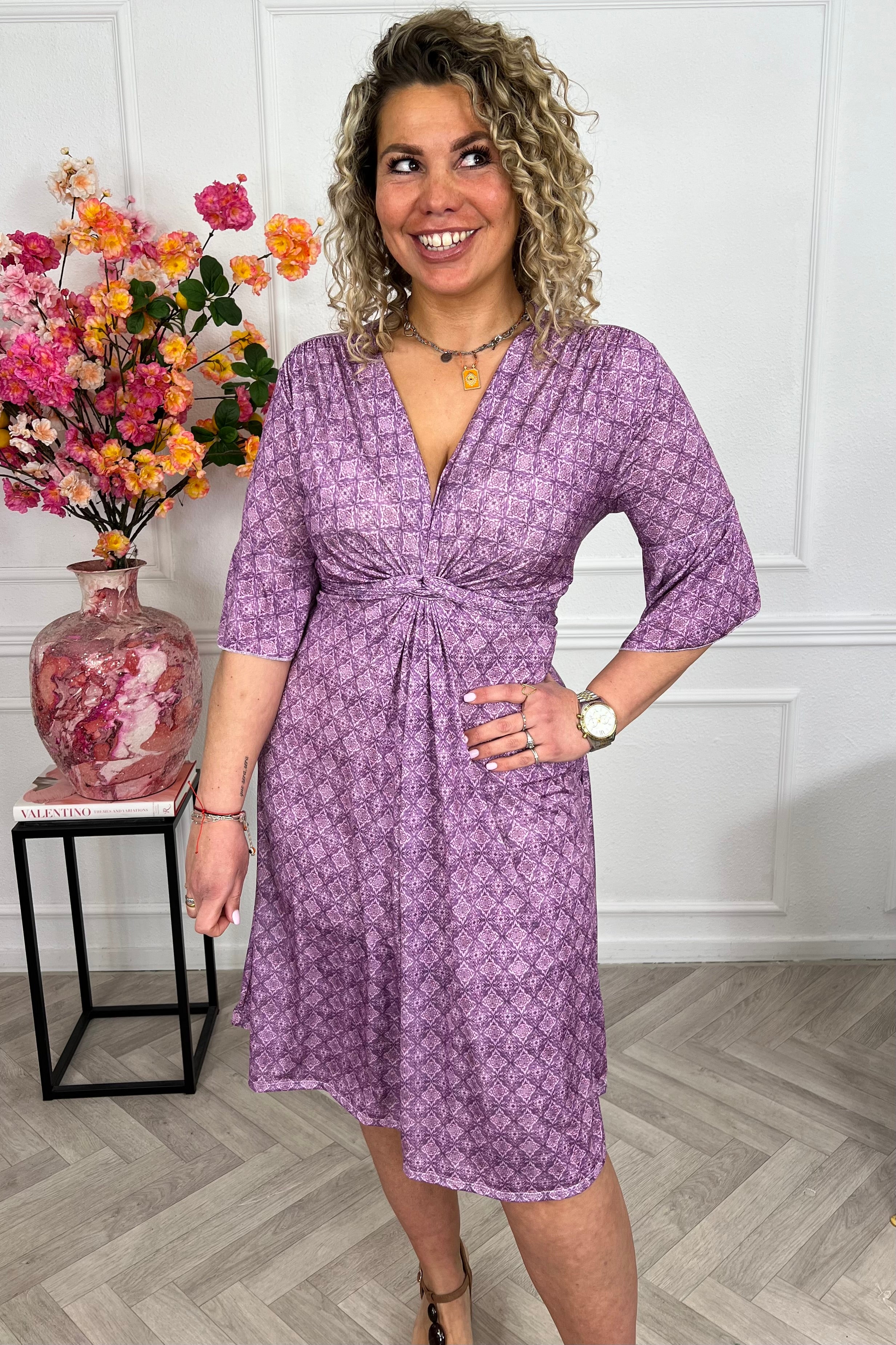 Curvy Short Knotted Violette Dress - Lila - Image 2