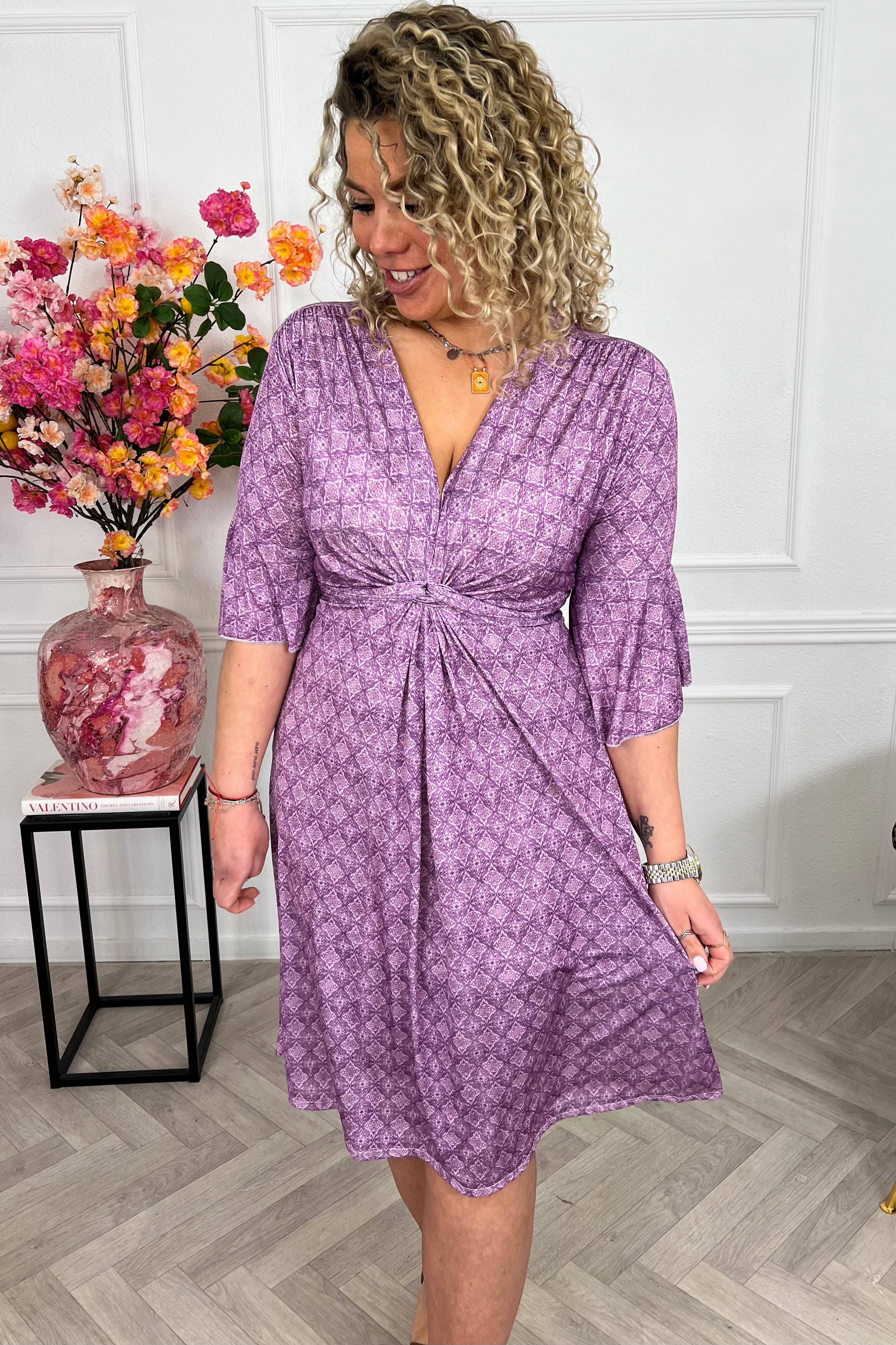 Curvy Short Knotted Violette Dress - Lila - Image 3