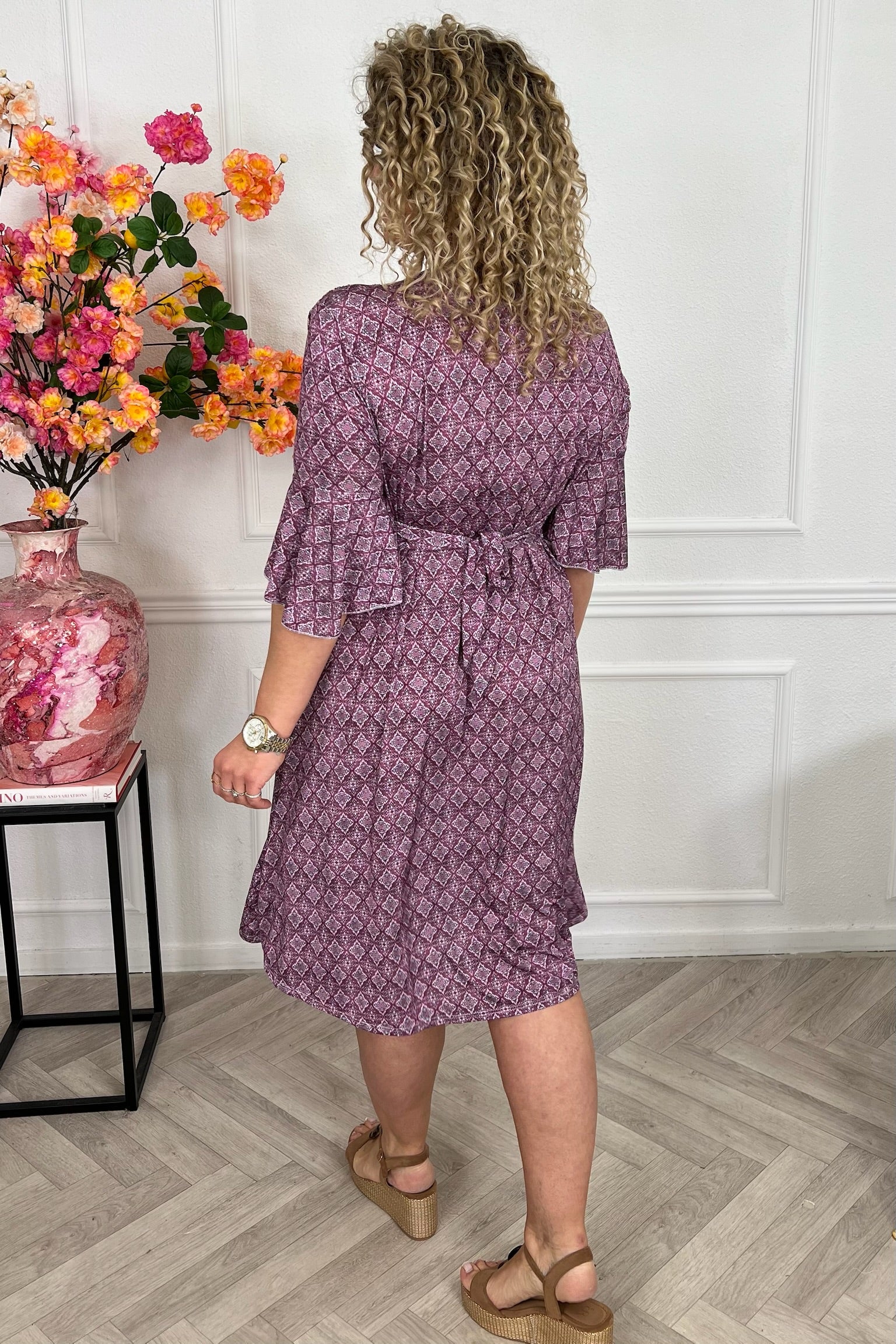 Curvy Short Knotted Violette Dress - Purple/Turquoise - Image 3
