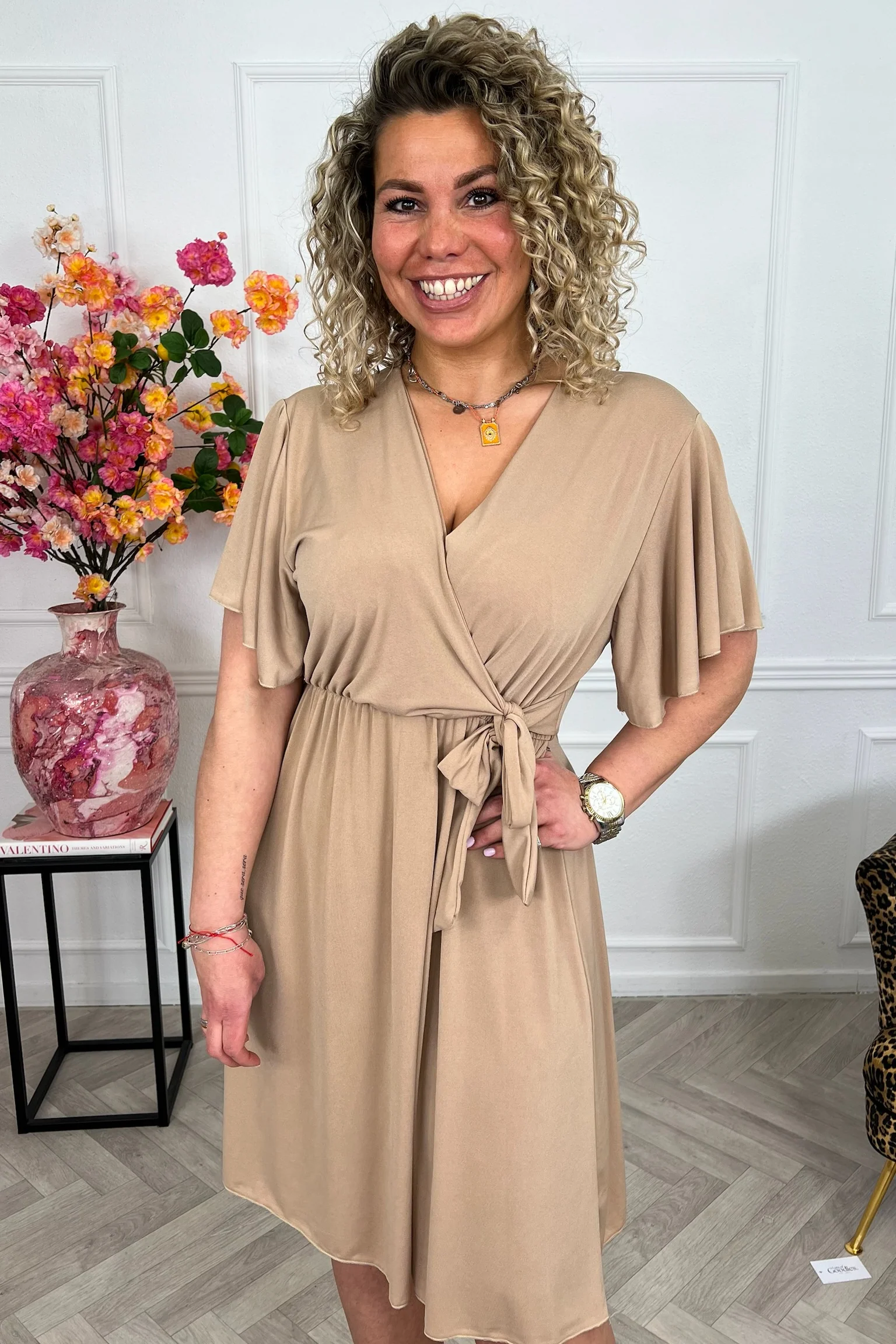 Curvy Short Positano Dress - Camel - Image 2