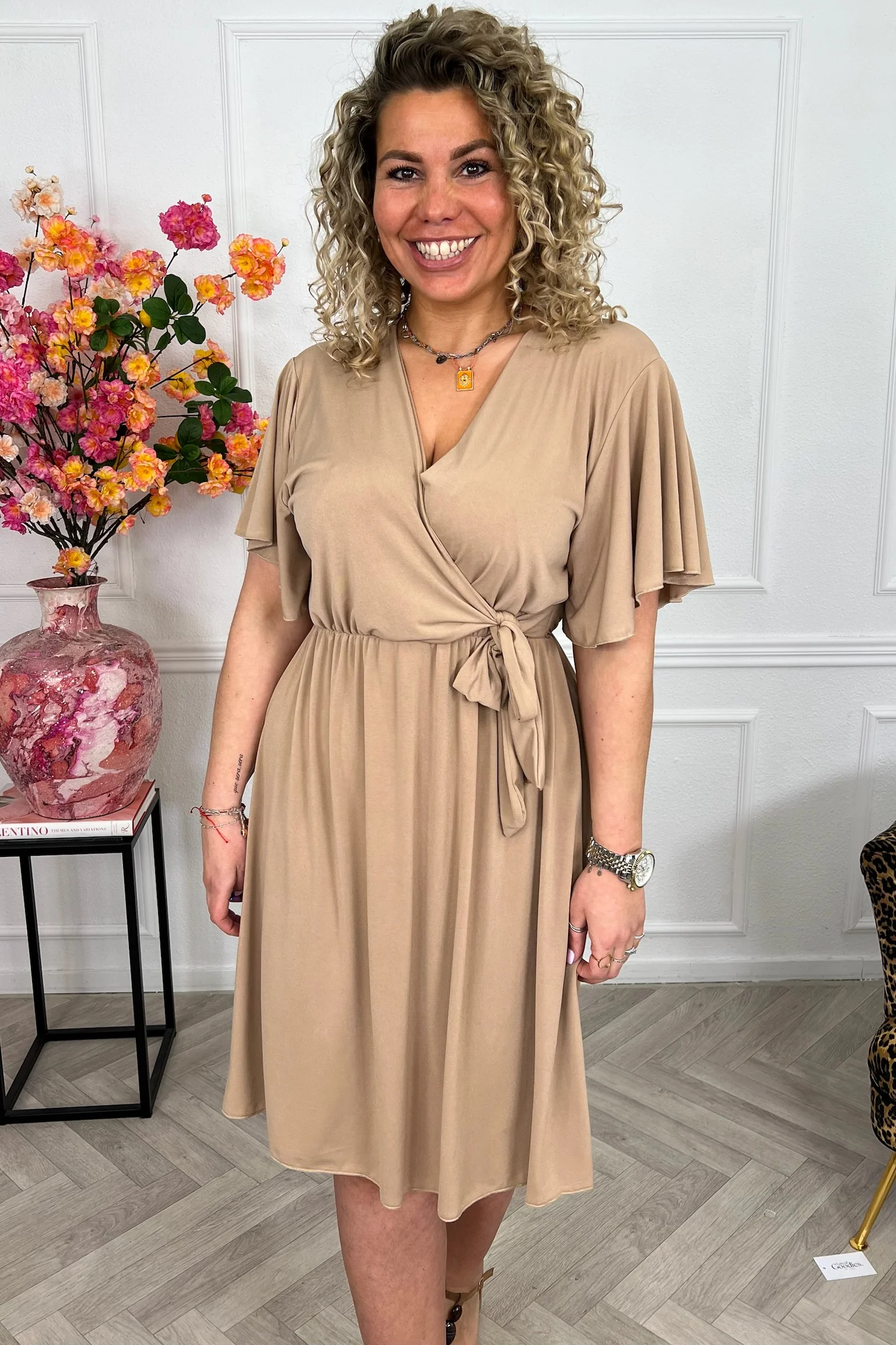 Curvy Short Positano Dress - Camel - Image 4
