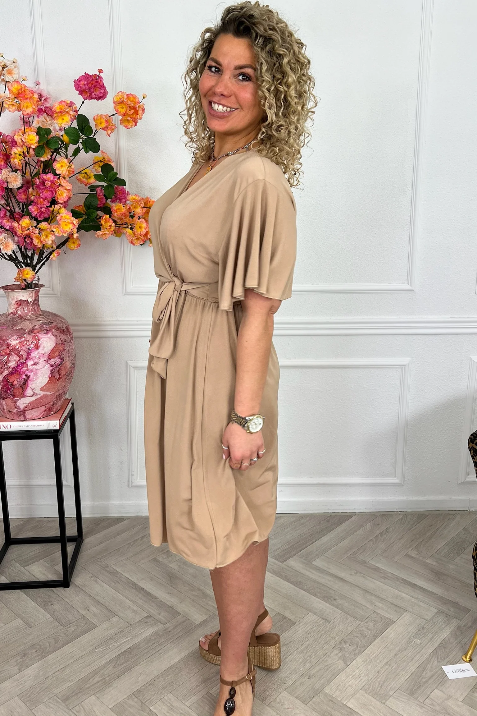 Curvy Short Positano Dress - Camel - Image 5
