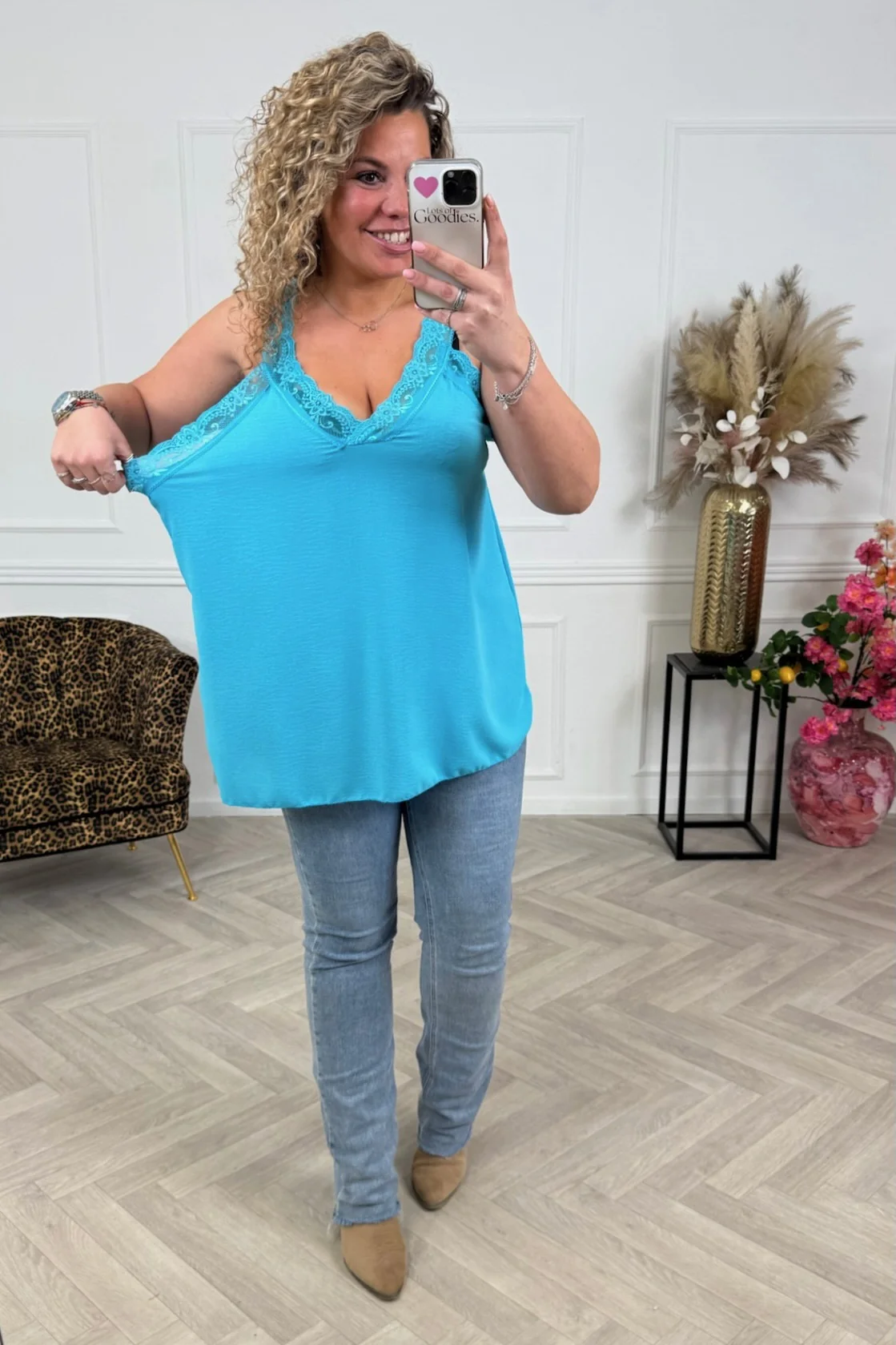 Curvy Sisi Lace Top - Blue - Image 2