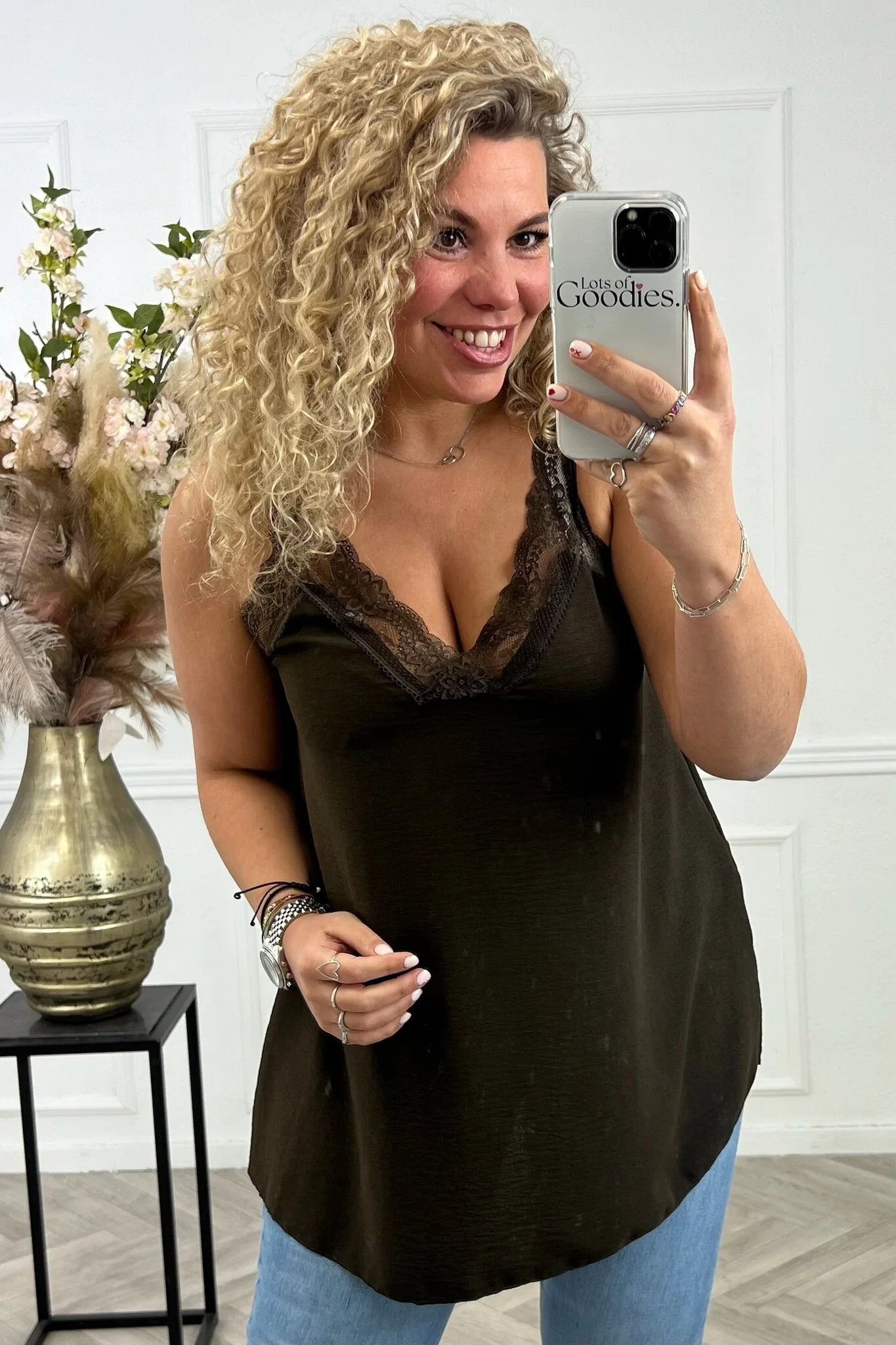 Curvy Sisi Lace Top - Brown