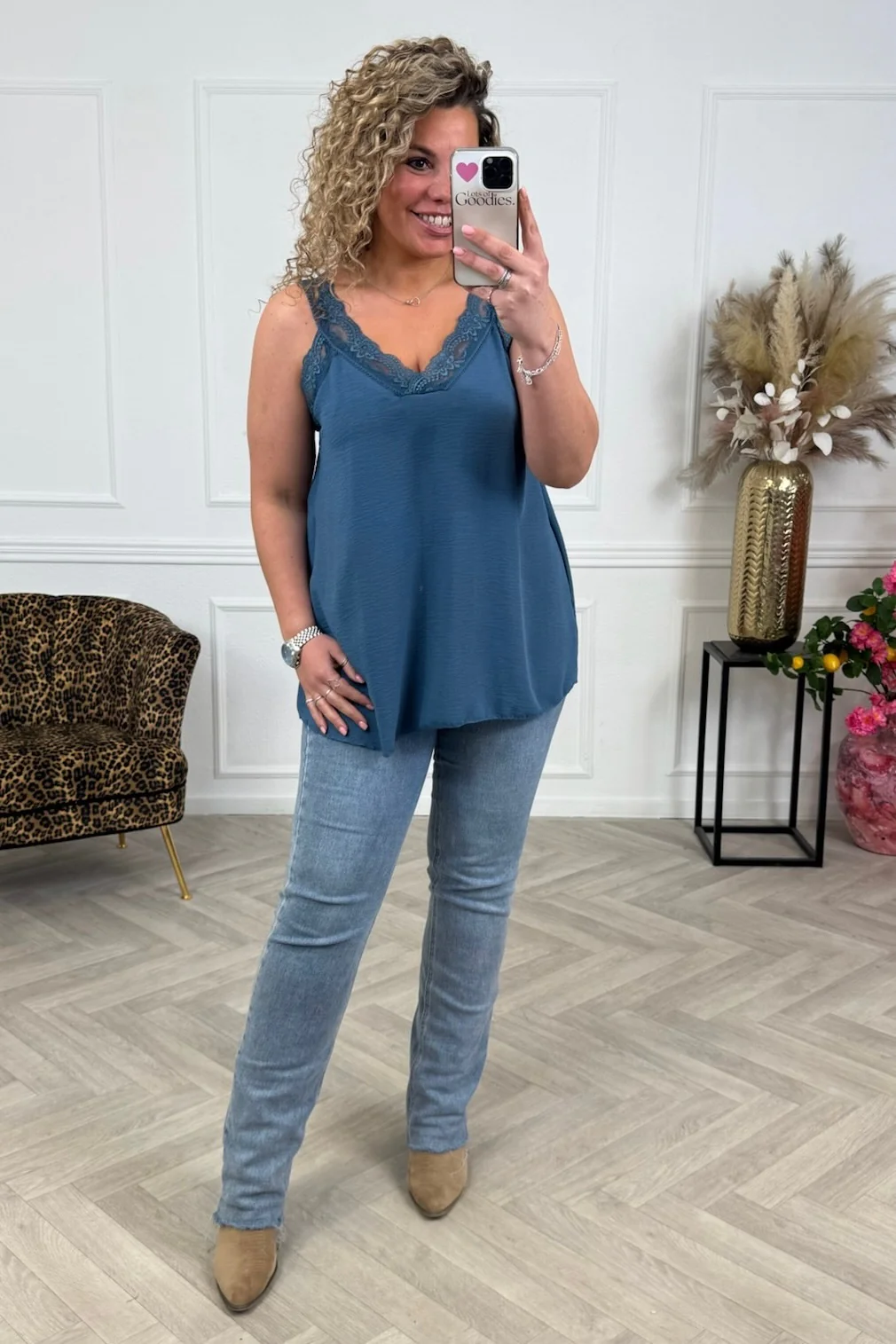 Curvy Sisi Lace Top - Denim