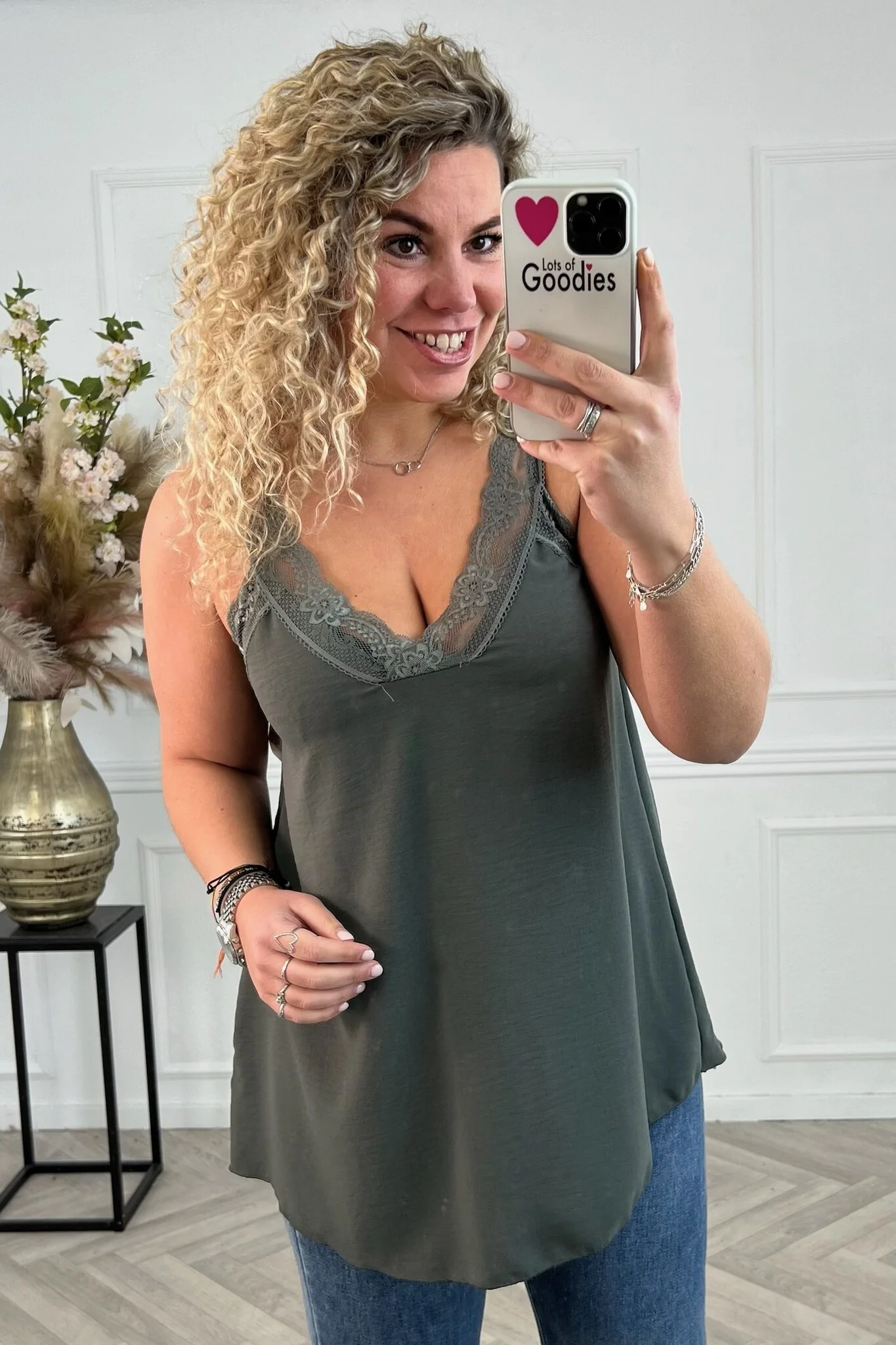 Curvy Sisi Lace Top - Grey