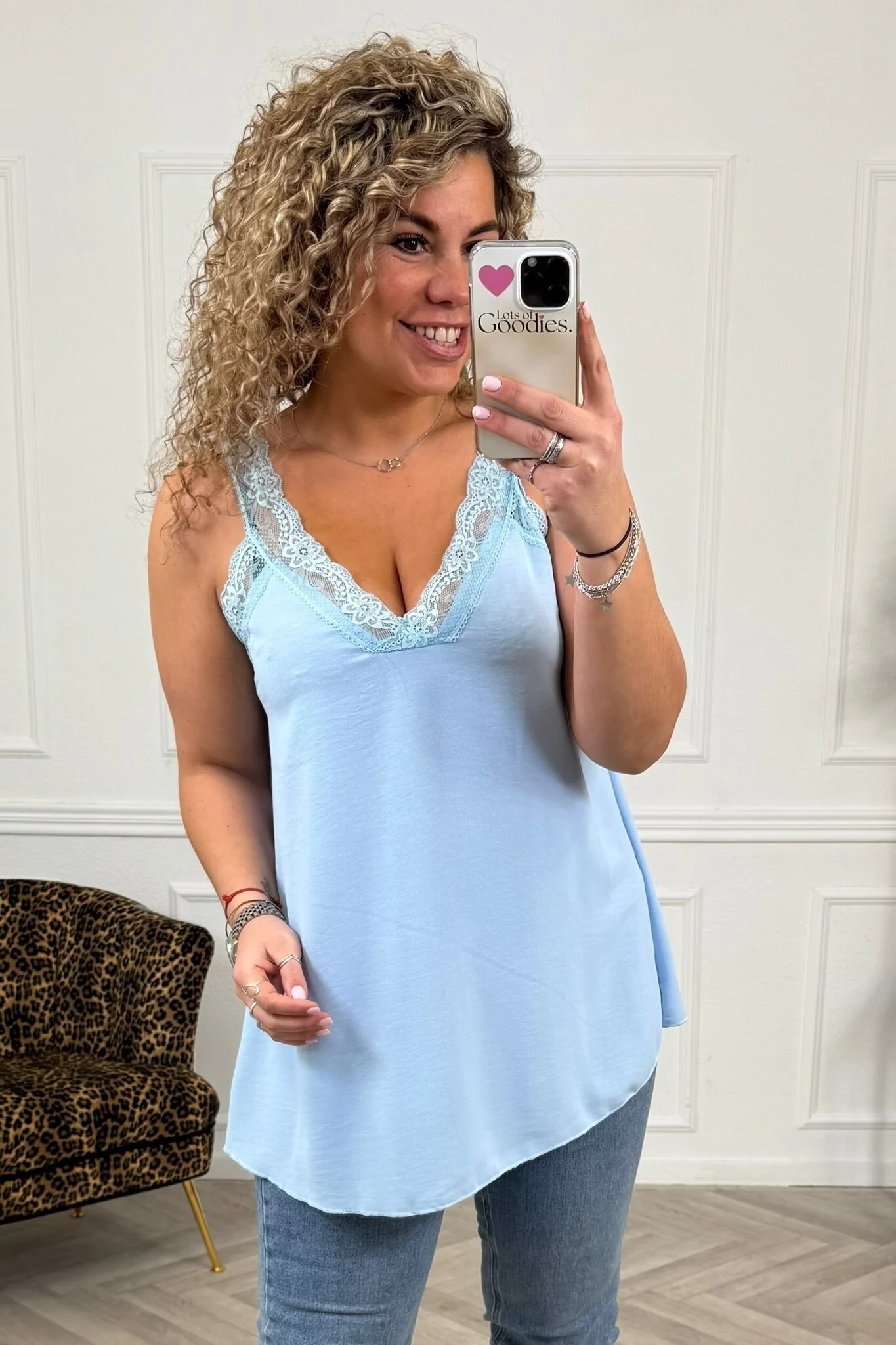 Curvy Sisi Lace Top - Light Blue