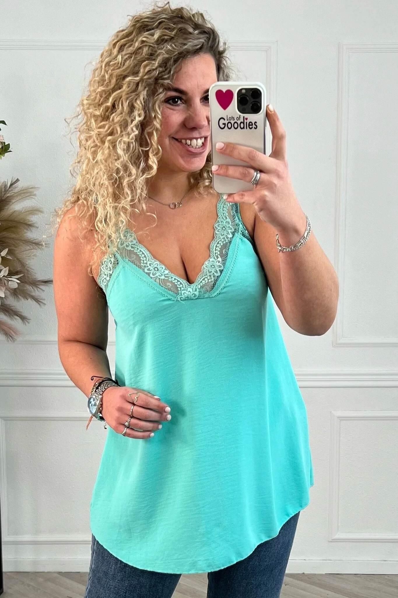Curvy Sisi Lace Top - Mint