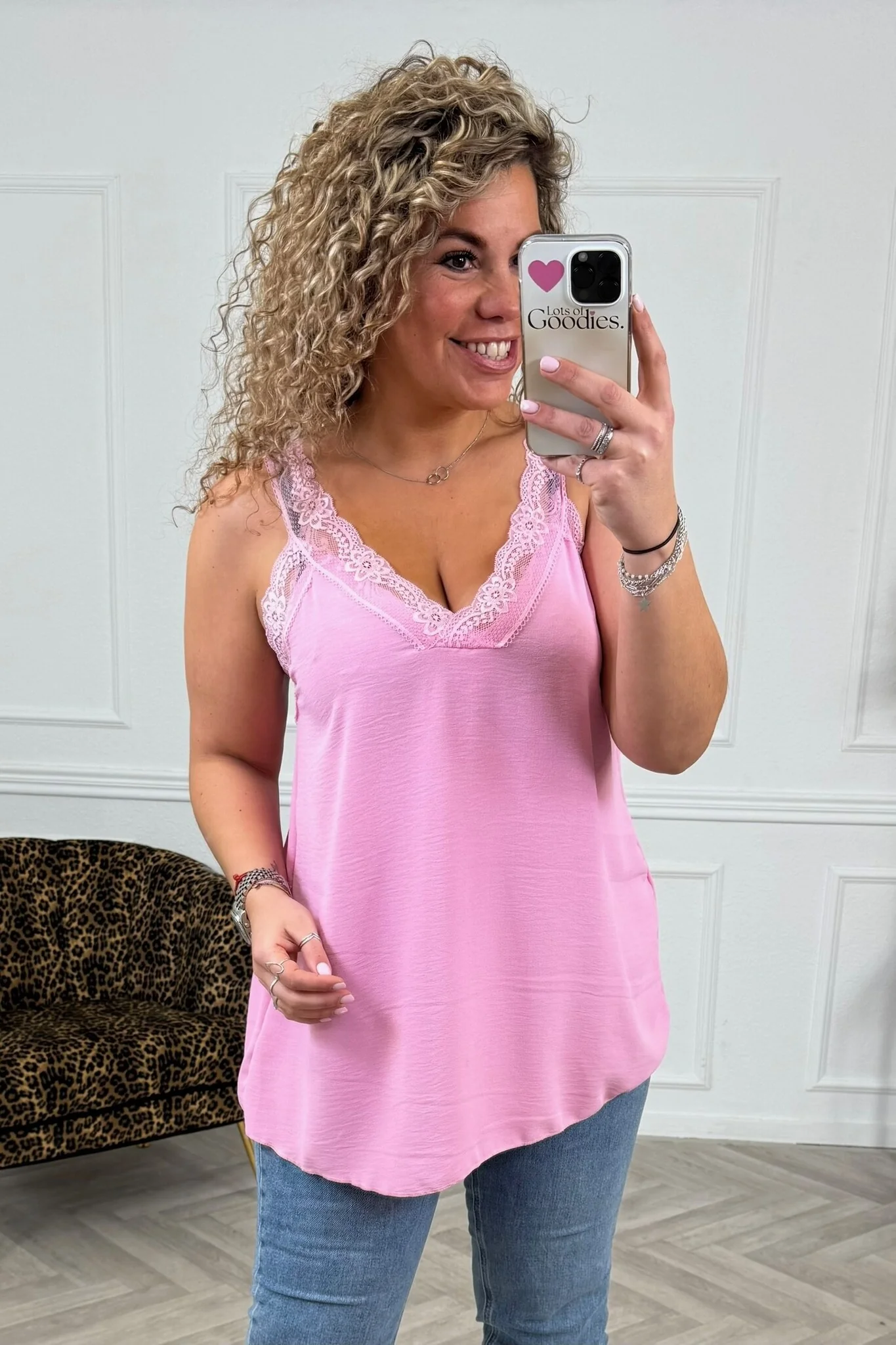Curvy Sisi Lace Top - Sugar Pink