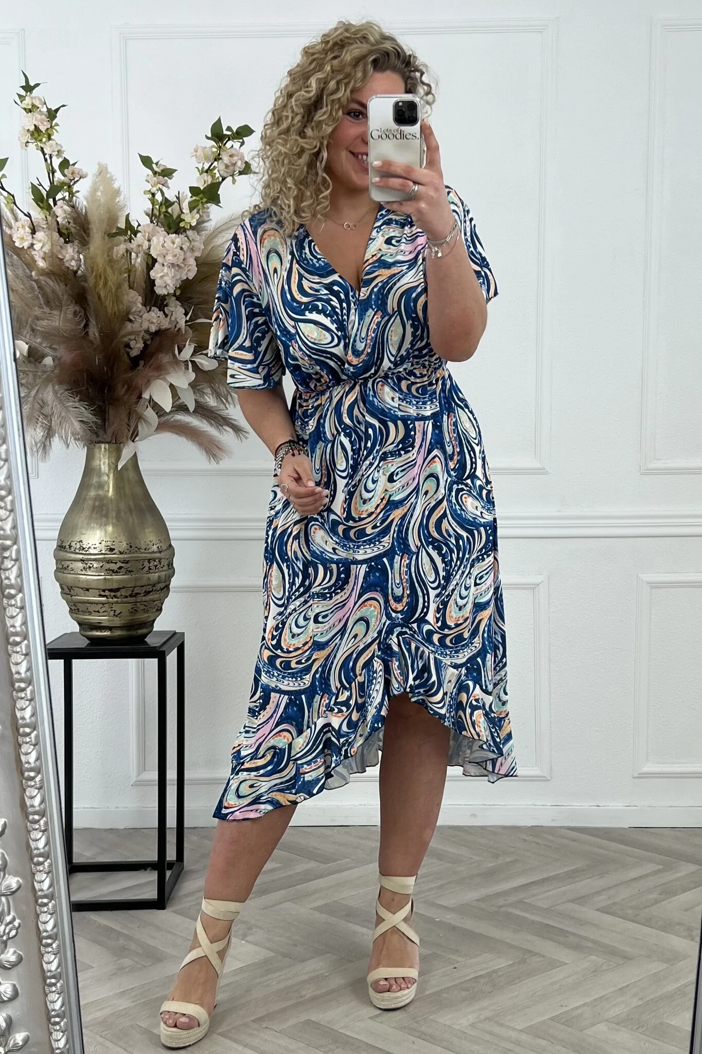Curvy Spanish Dress Swirl - Dark Blue/White - Image 3