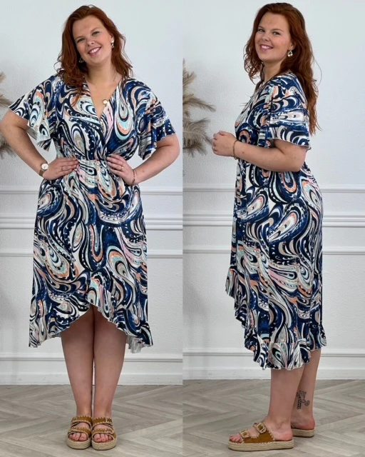 Curvy Spanish Dress Swirl - Dark Blue/White - Image 4