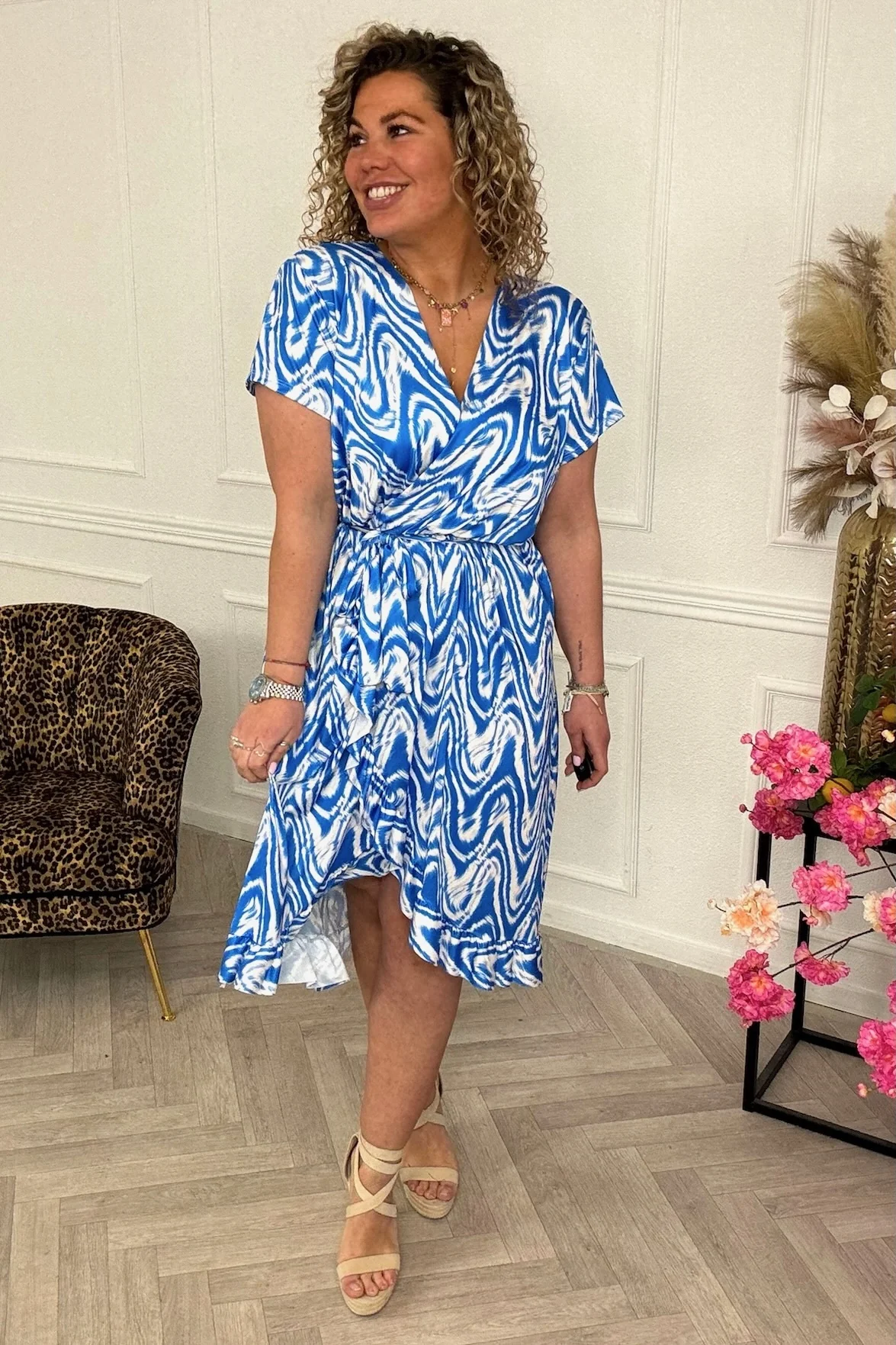 Curvy Spanish Swirl Dress - Blue - Image 3
