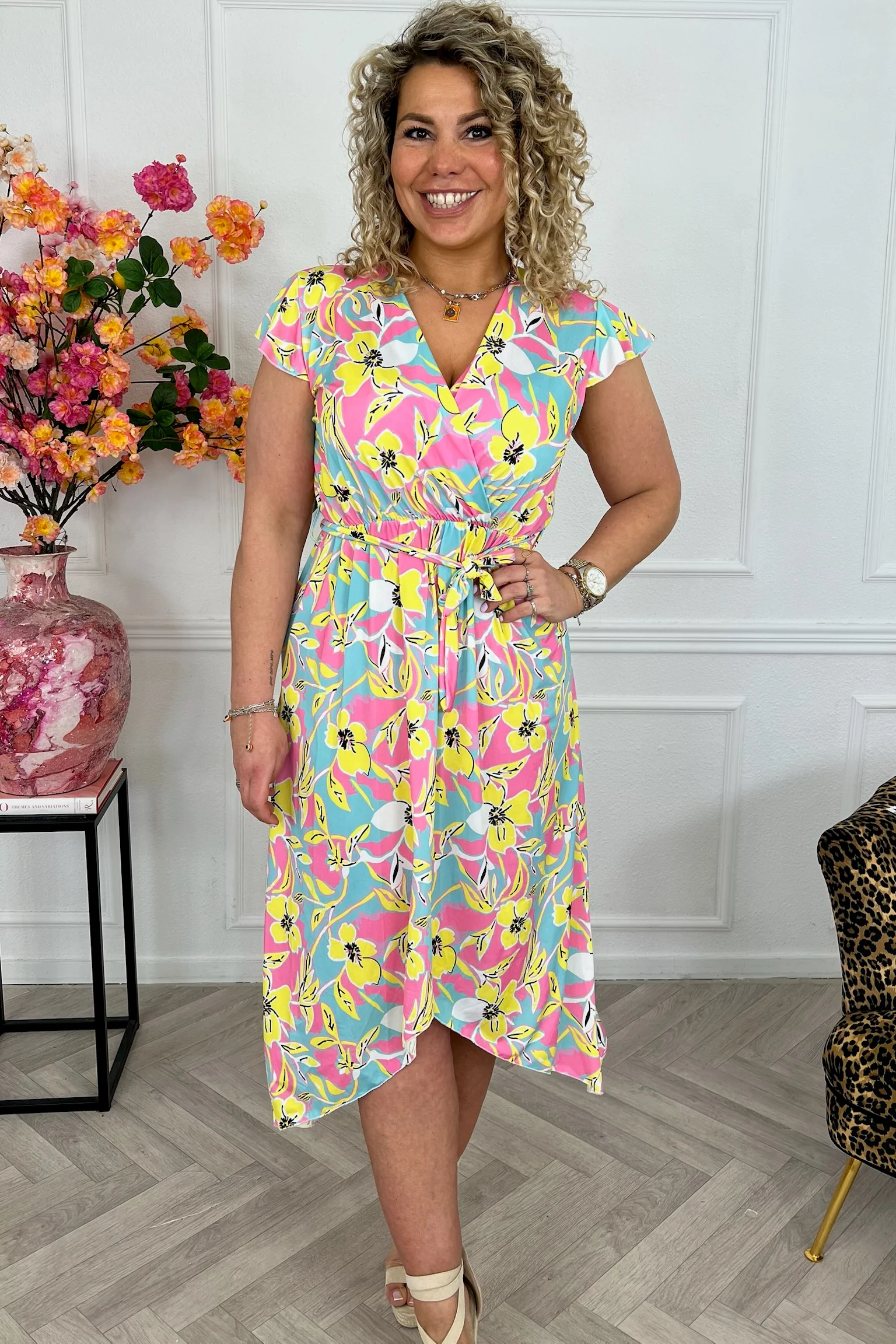Curvy Strik Celeste Dress - Pink/Yellow/Turquoise
