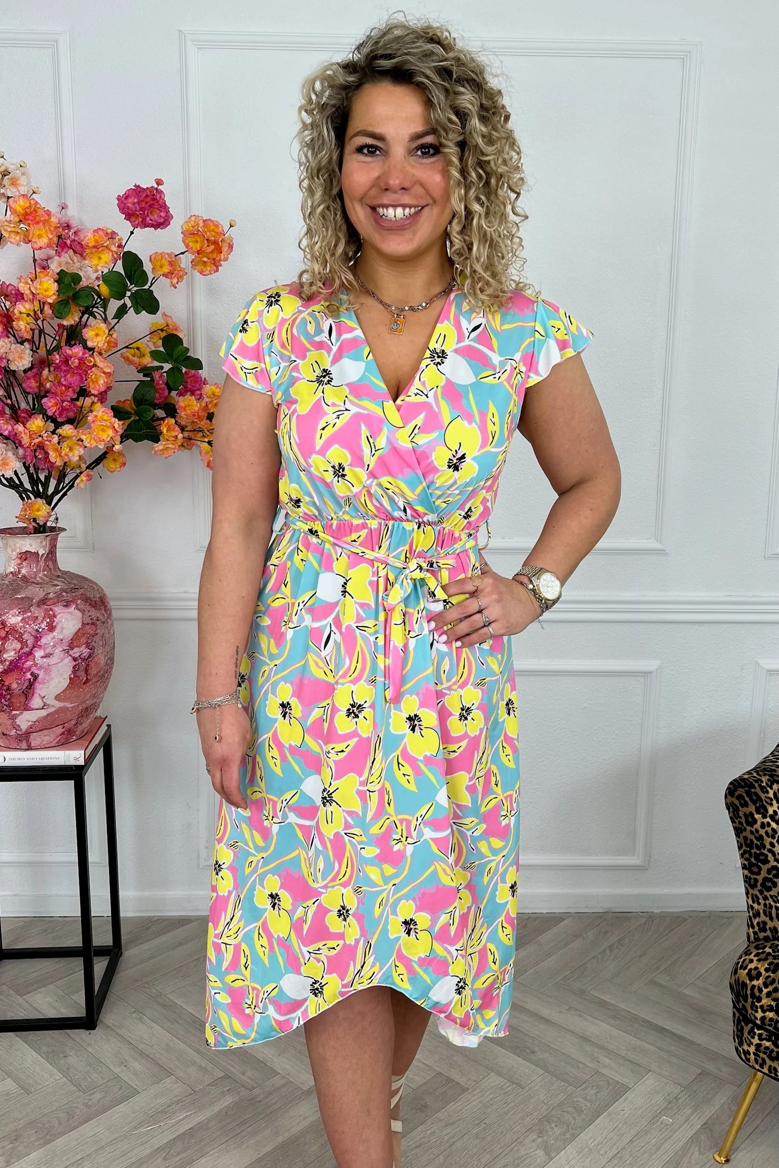 Curvy Strik Celeste Dress - Pink/Yellow/Turquoise - Image 2