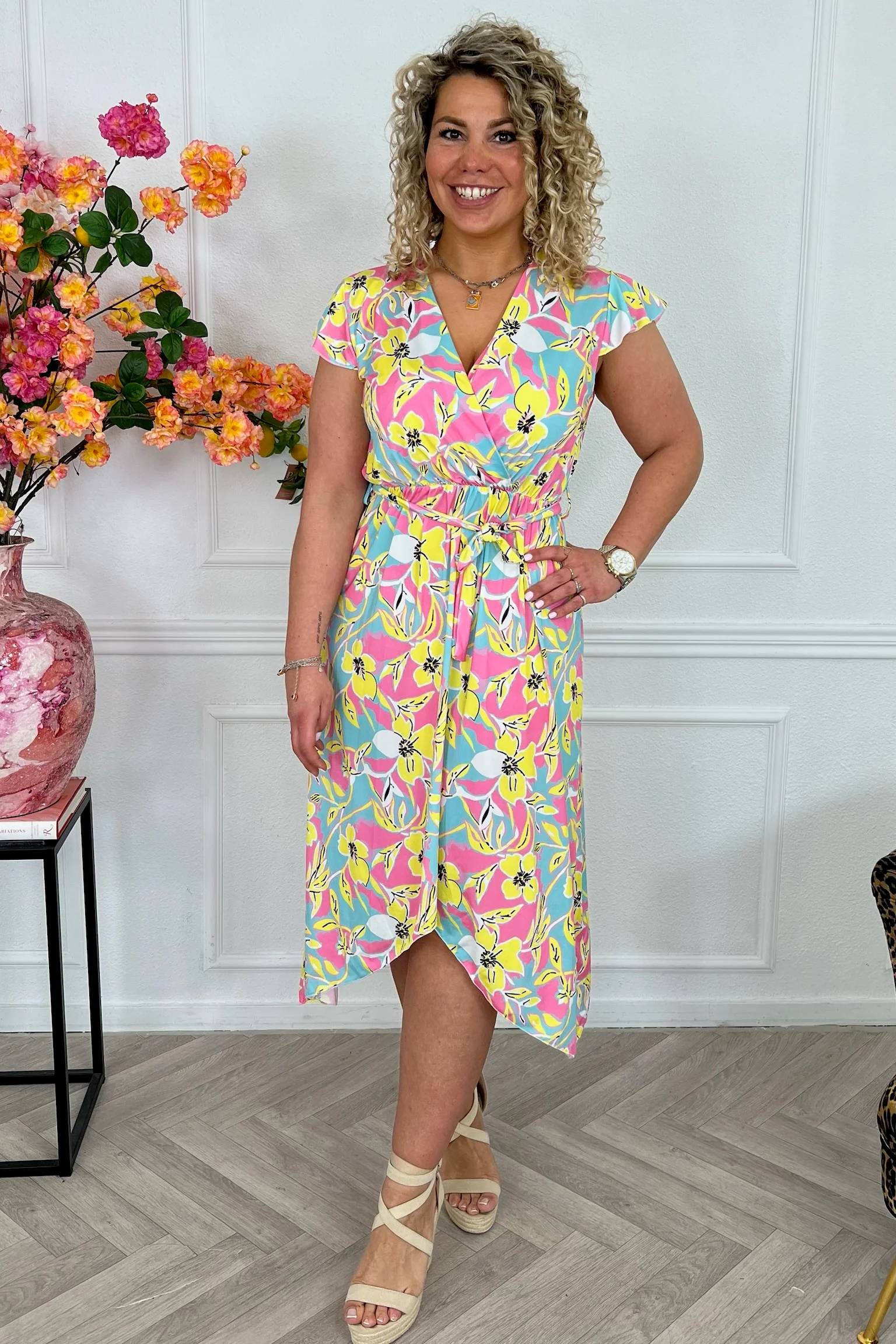 Curvy Strik Celeste Dress - Pink/Yellow/Turquoise - Image 3